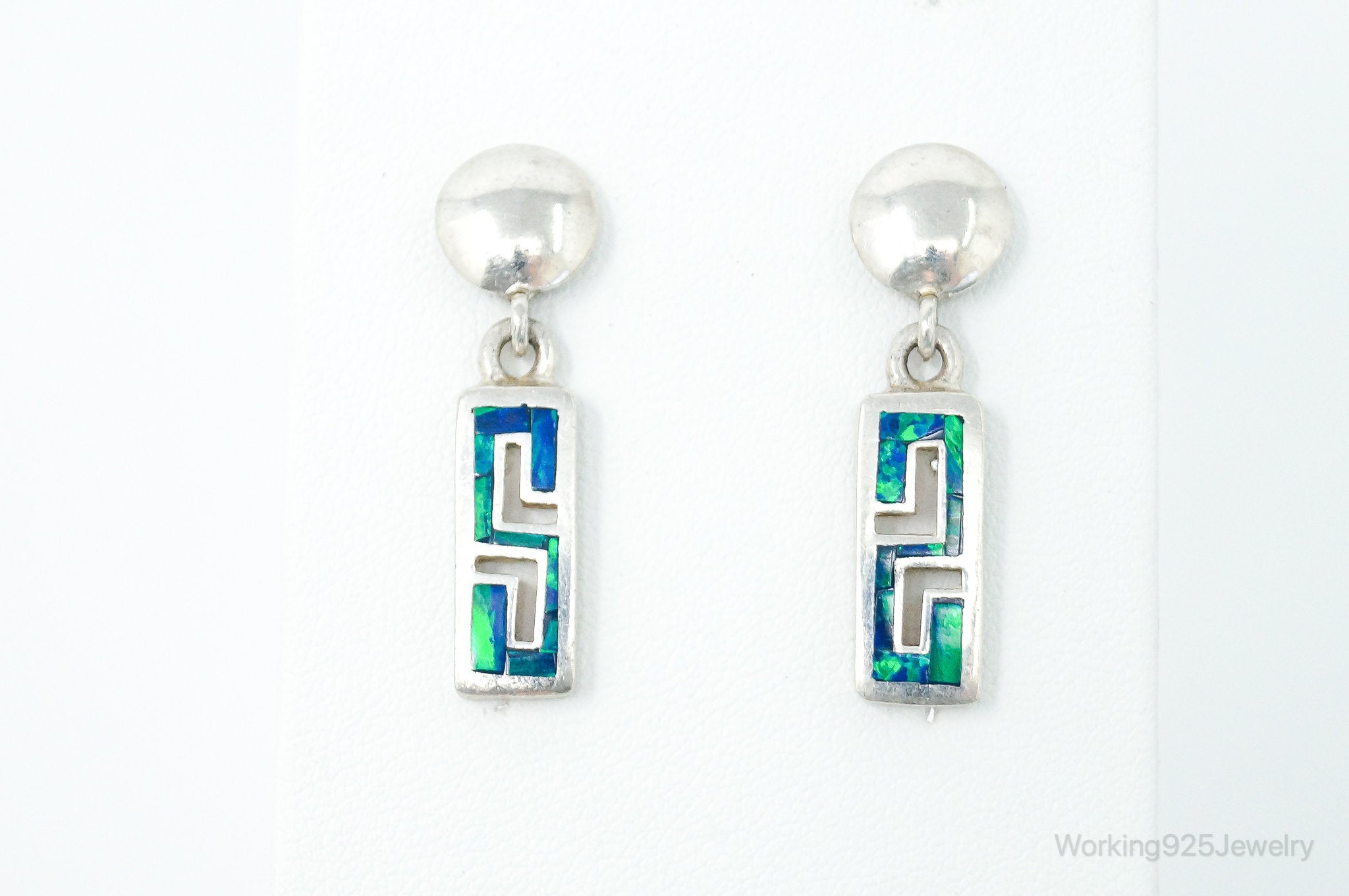 Vintage Mexico Opal Sterling Silver Southwestern Style Earrings