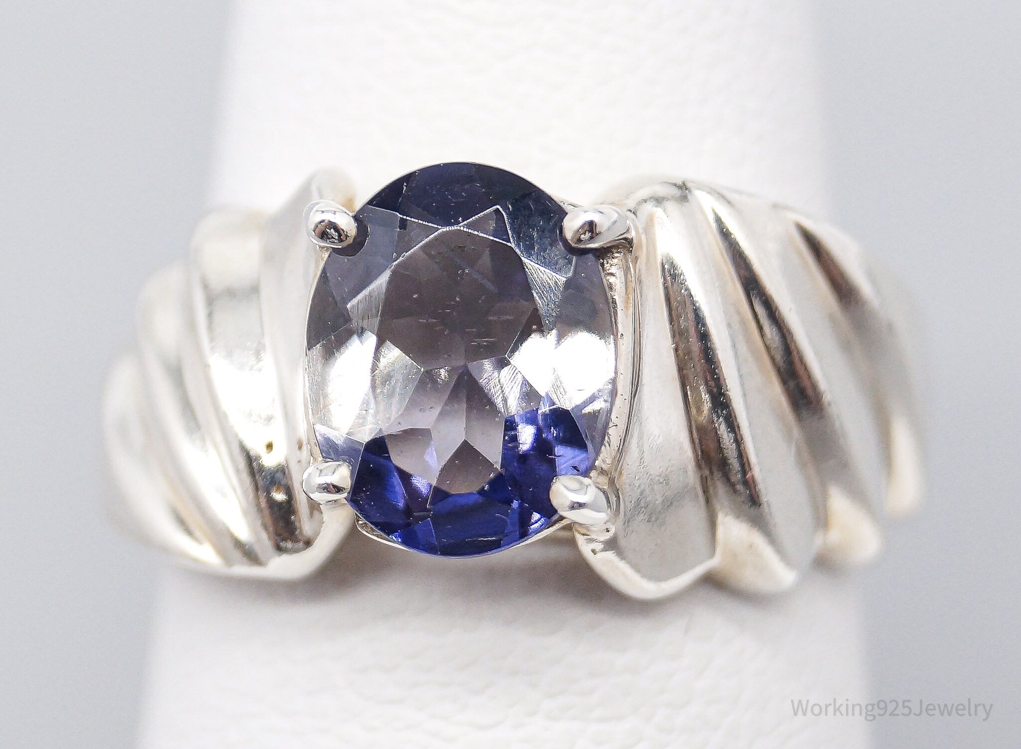 Vintage Lab Tanzanite Sterling Silver Ring - Size 6