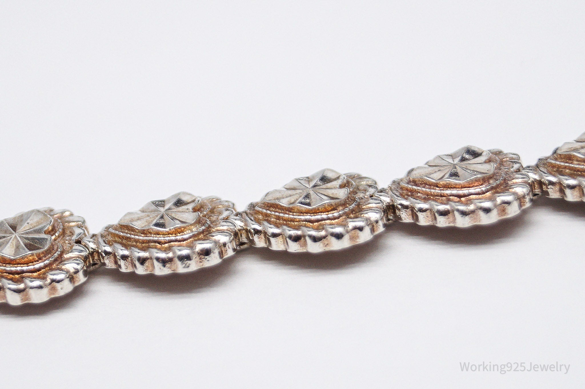 Vintage Designer Beverly Hills Silver Hearts Sterling Silver Bracelet 7 5/8"