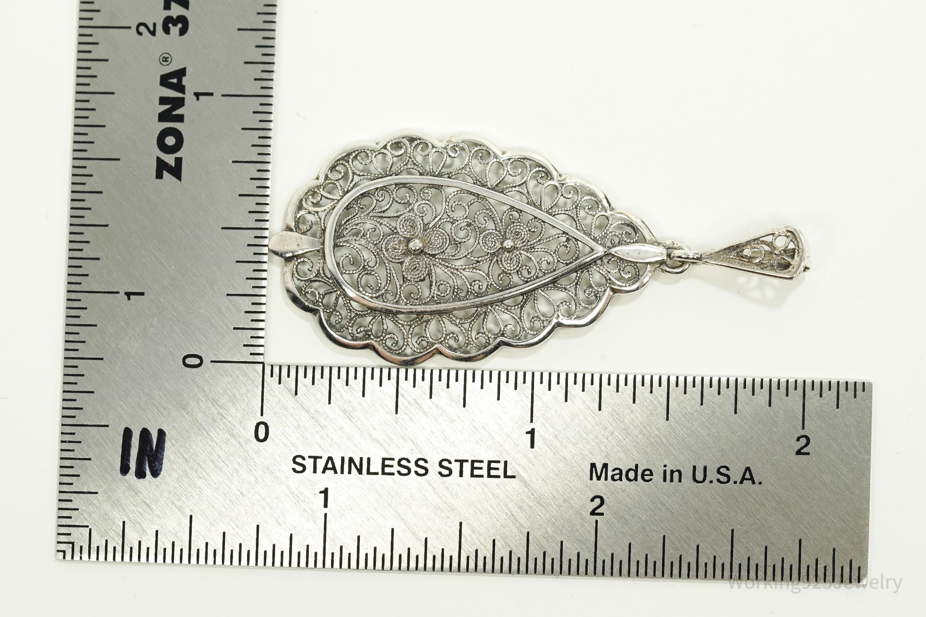 Vintage Scandinavian Ornate 835S Silver Pendant