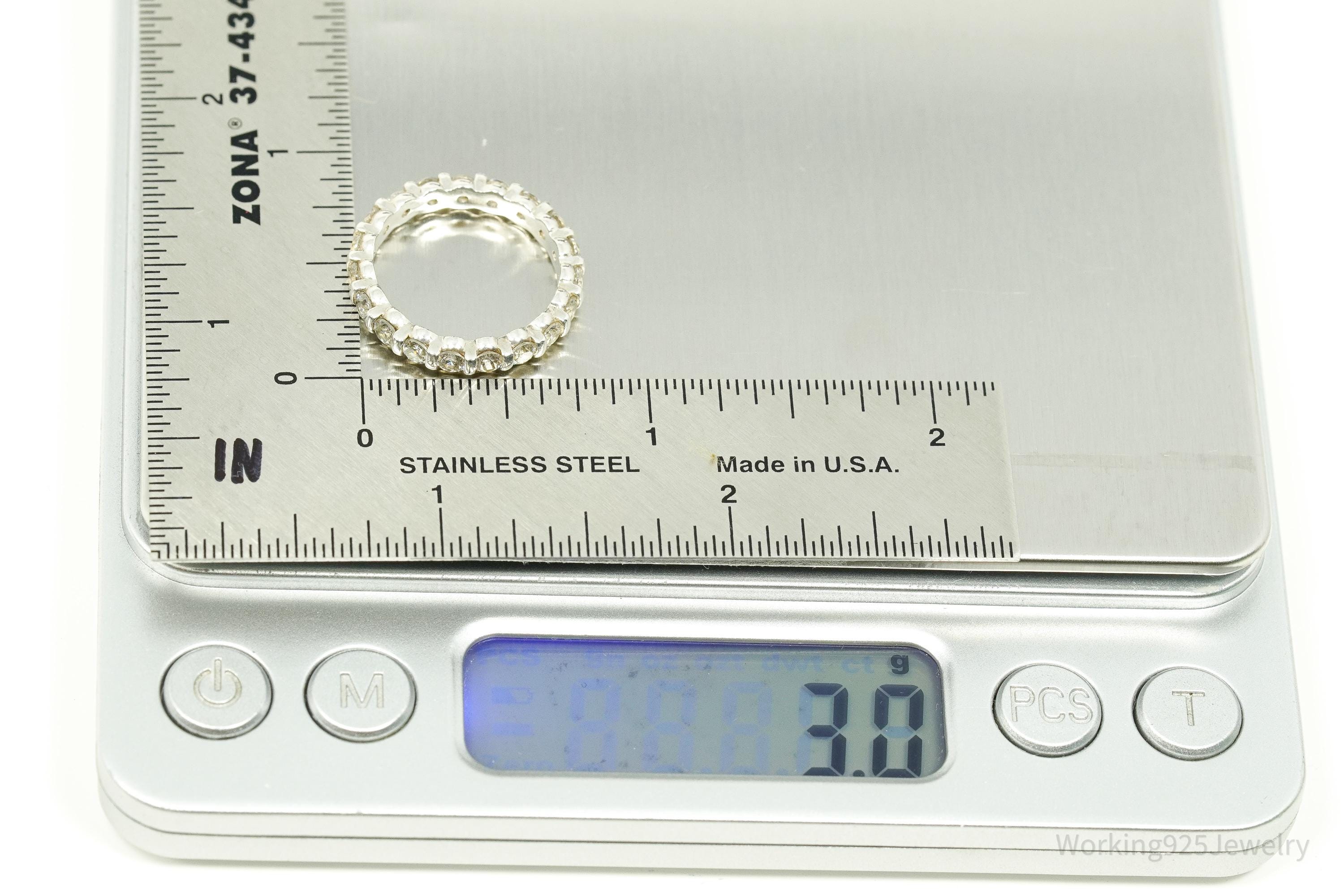 Vintage Diamonique Cubic Zirconia Sterling Silver Ring - Size 6