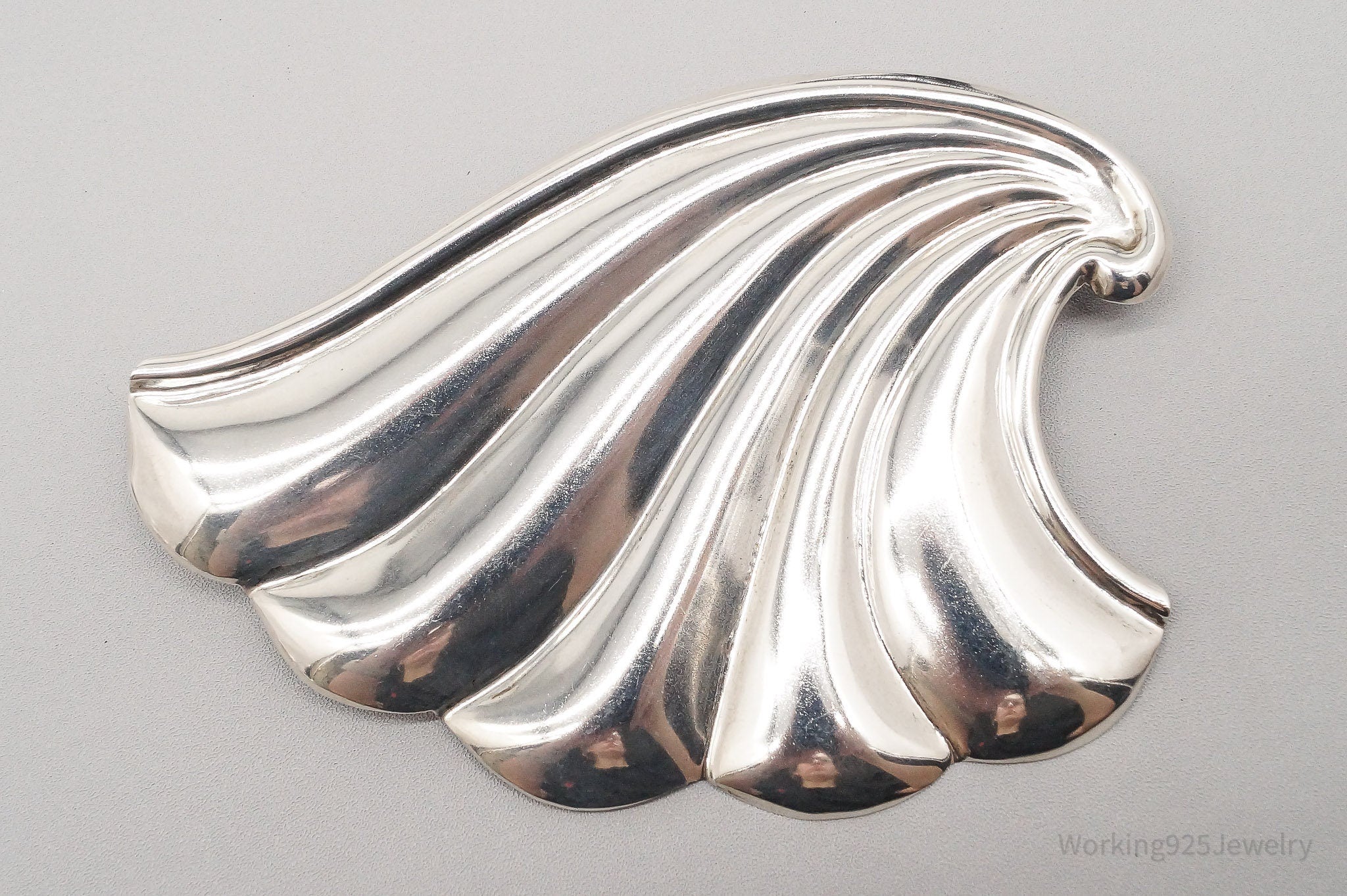 Vintage Large Mexico Modernist Sterling Silver Brooch Pin Pendant