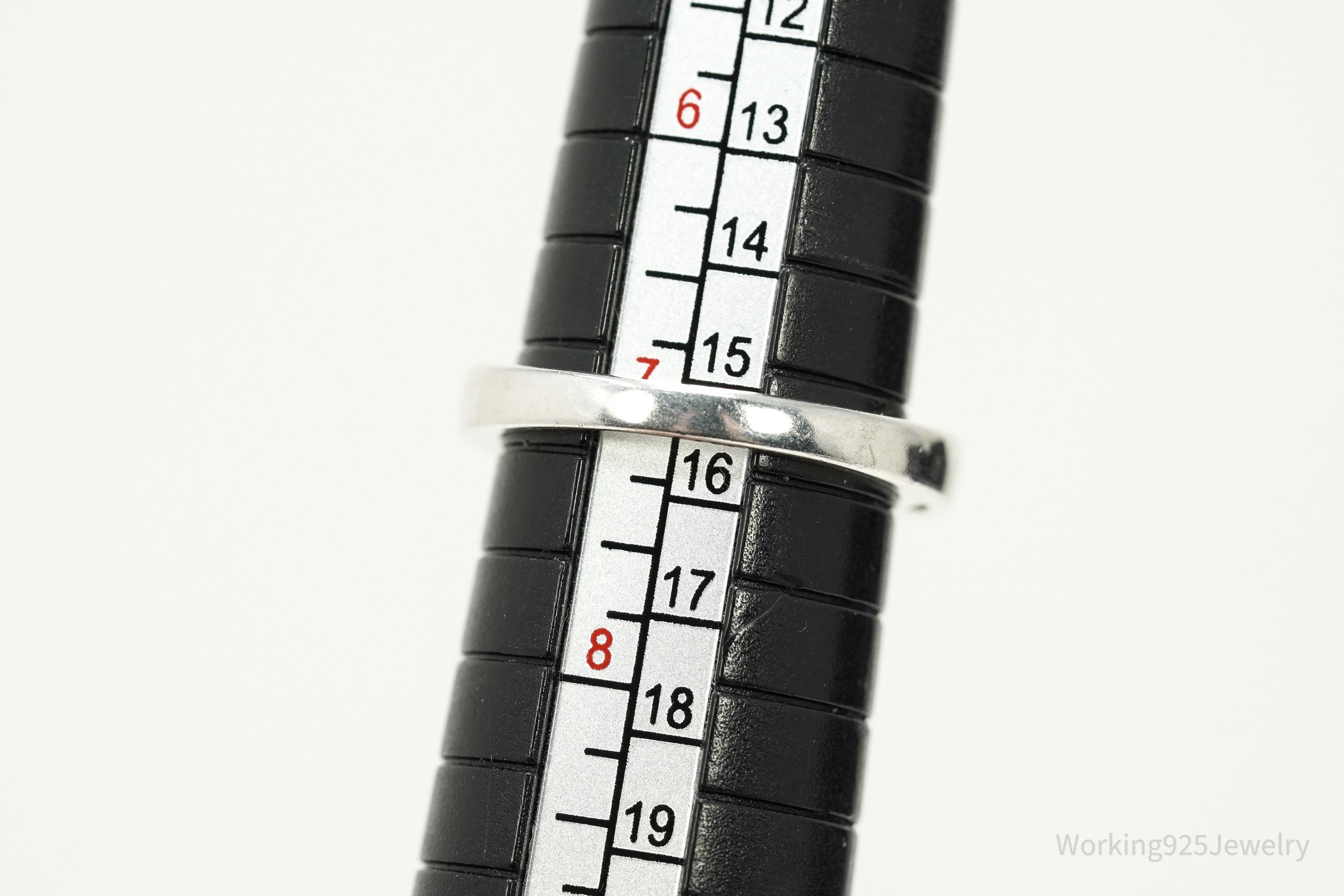 Vintage Purple Amethyst Hearts Pattern Sterling Silver Ring - Size 7