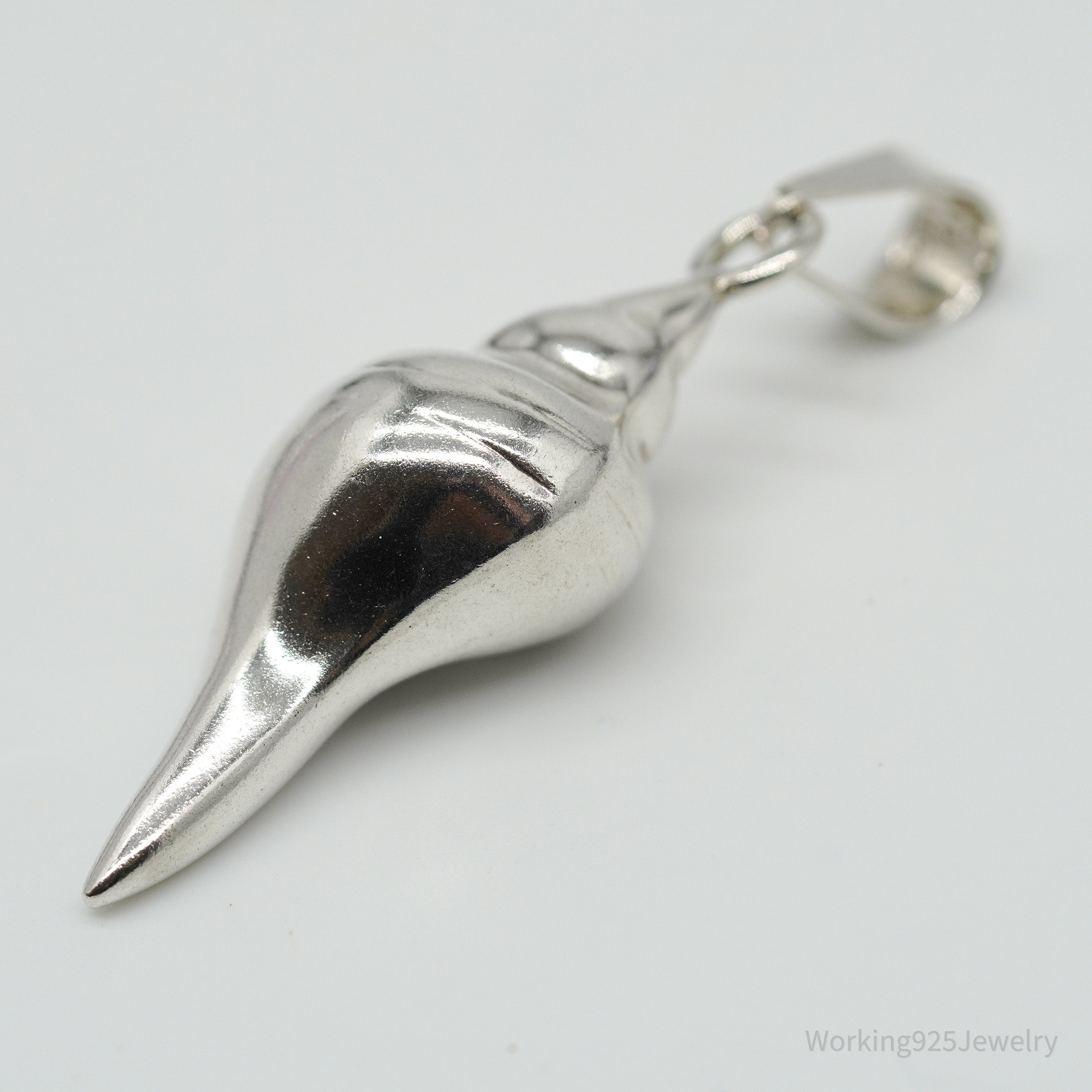 Vintage Mexico Large Sterling Silver Sea Shell Pendant 2 3/8"