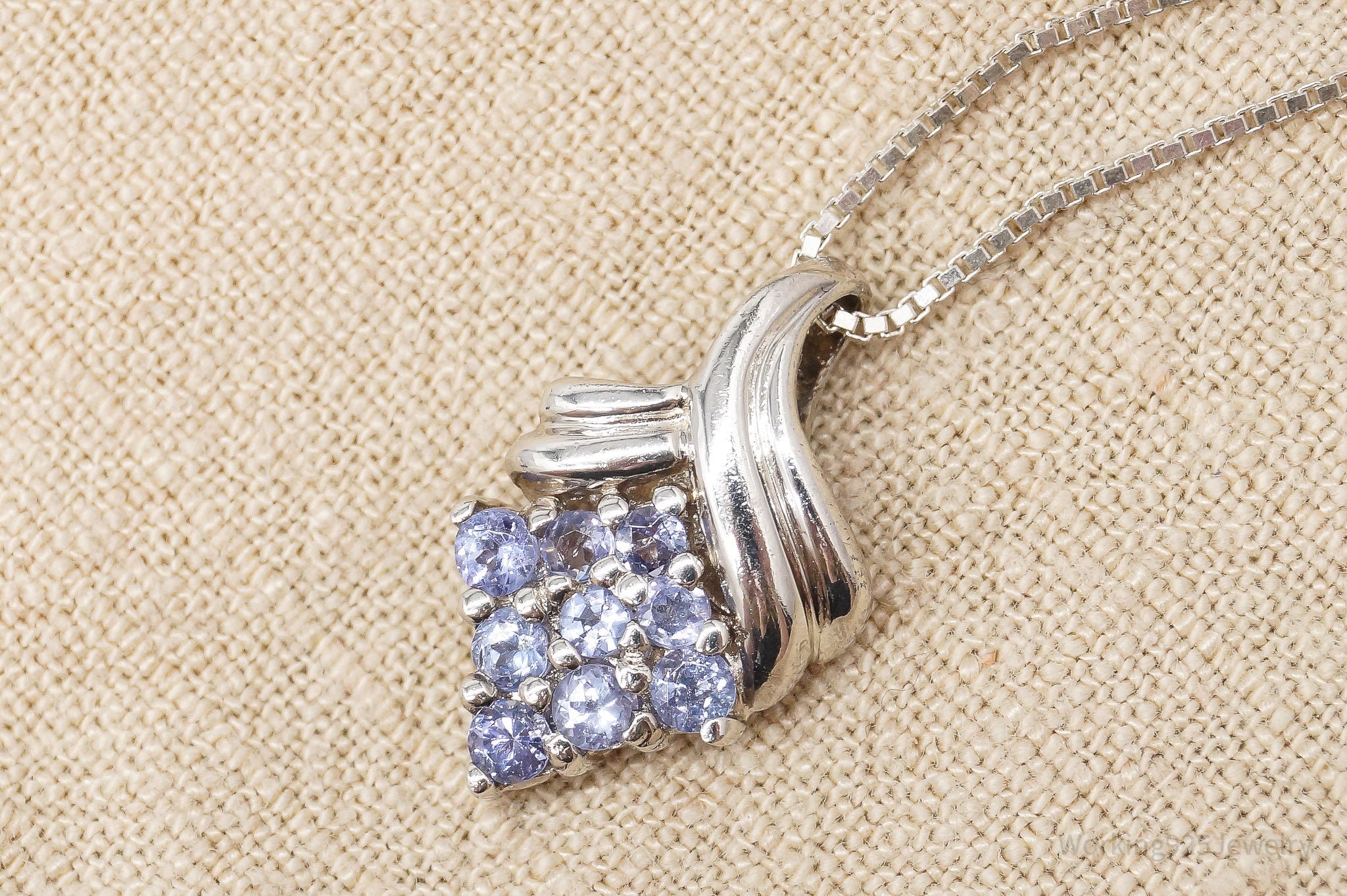 Vintage Tanzanite Sterling Silver Necklace 18"