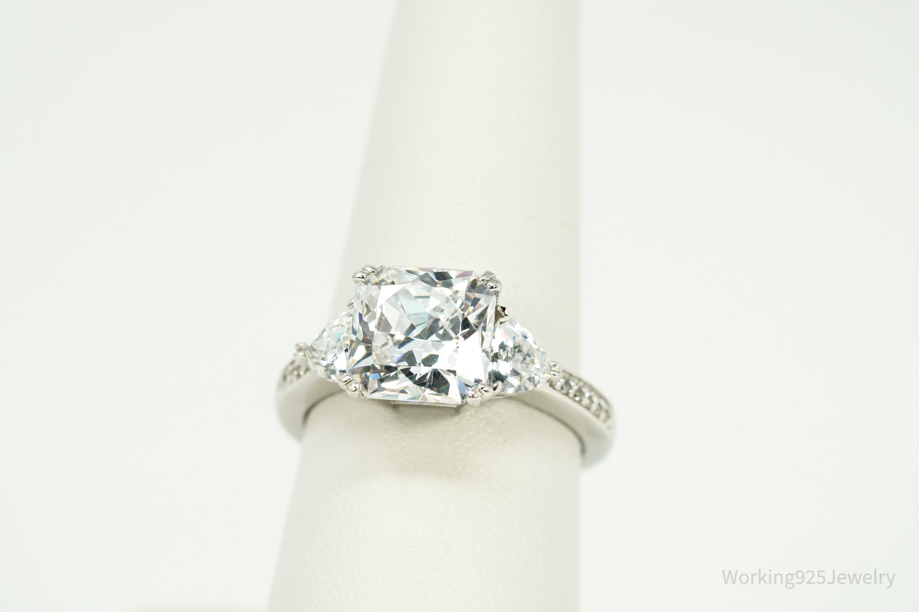 Vintage Cubic Zirconia Sterling Silver Ring Size 8