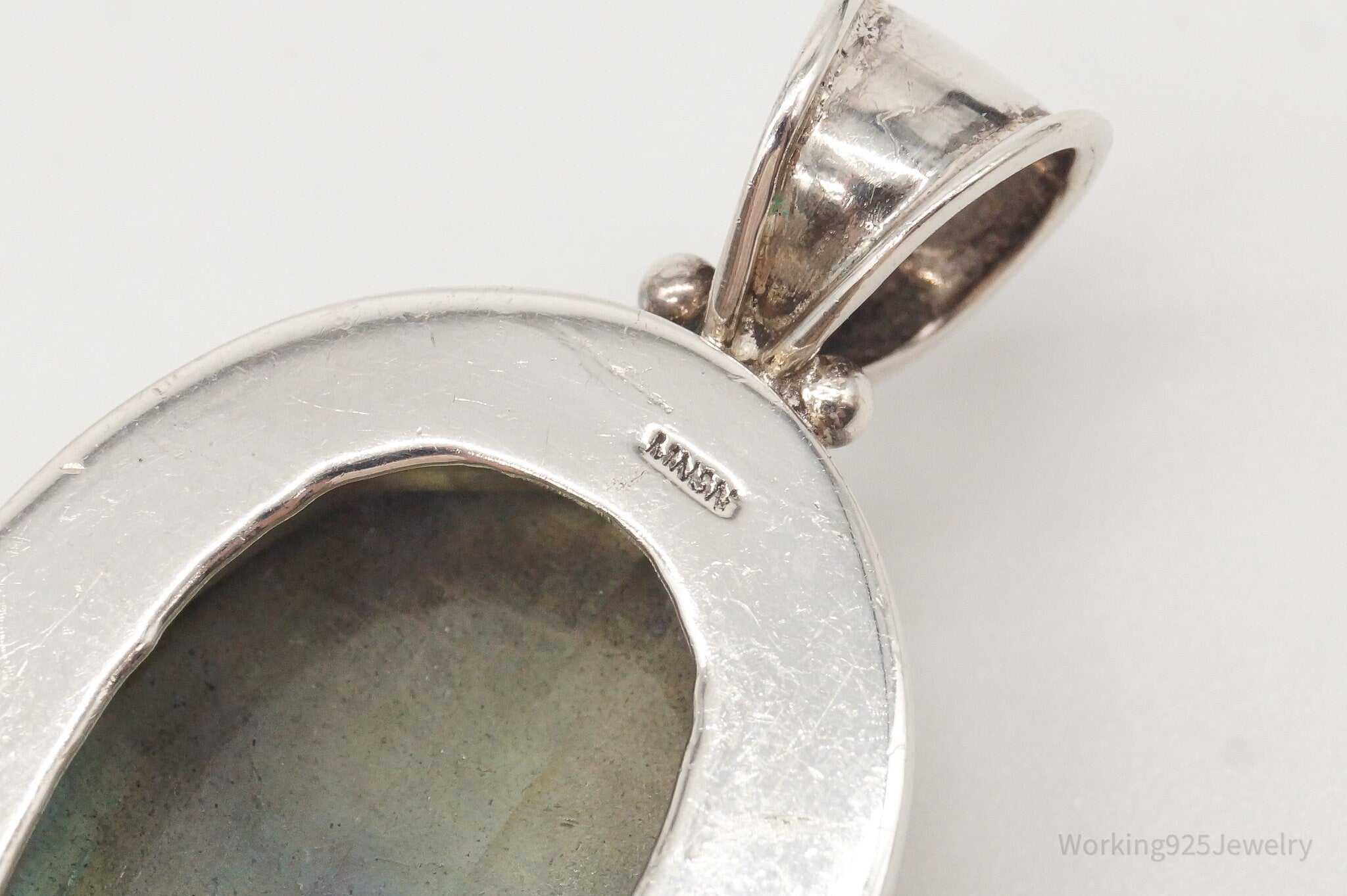 Vintage Large Labradorite Sterling Silver Pendant