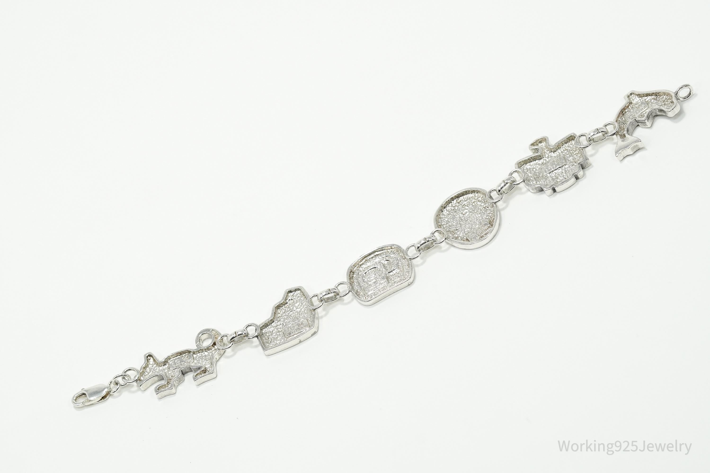 Rare Vintage 1994 Native American Carol Felley Sterling Silver Bracelet 7.25"