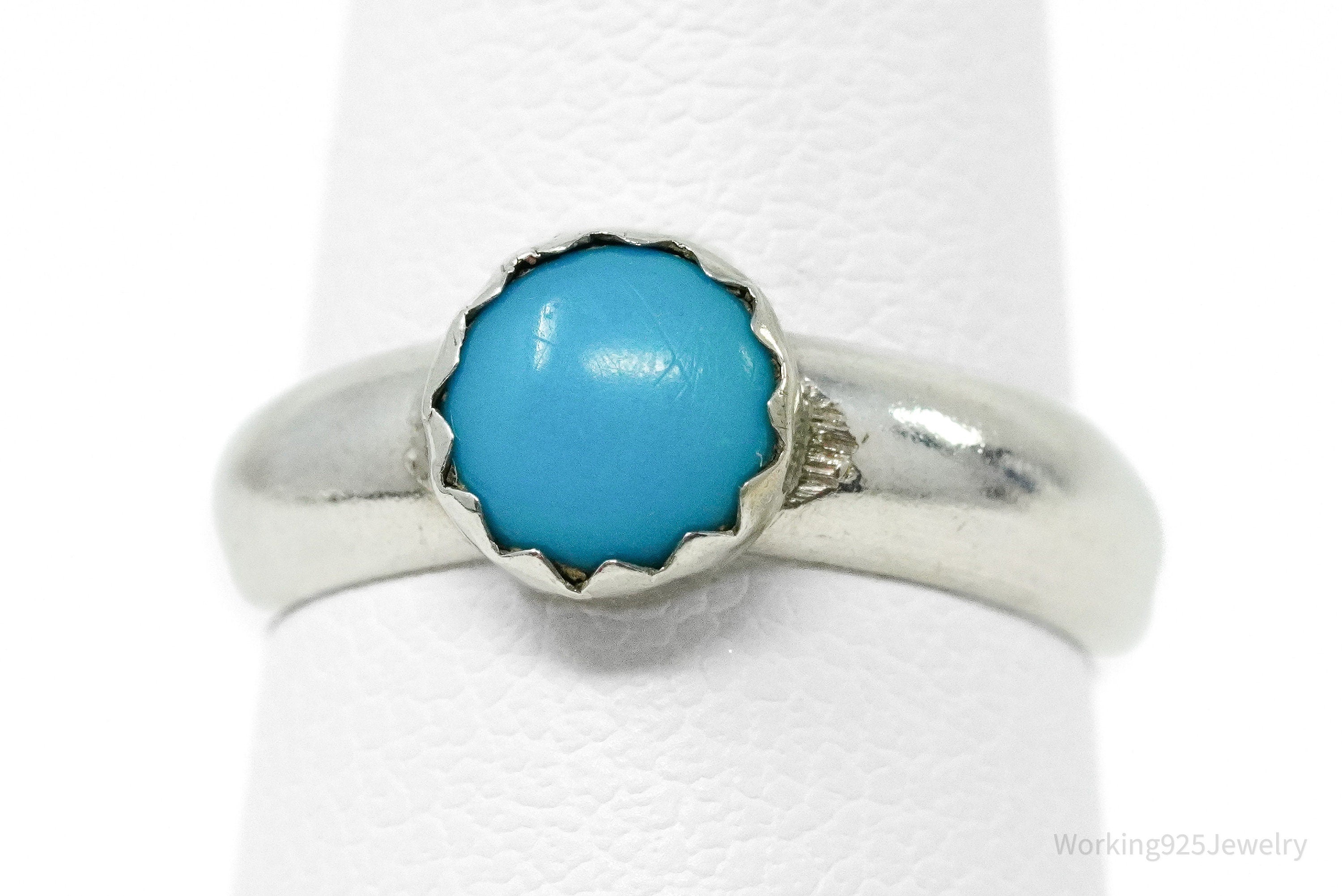 Vintage Native Turquoise Silver Ring - Size 3