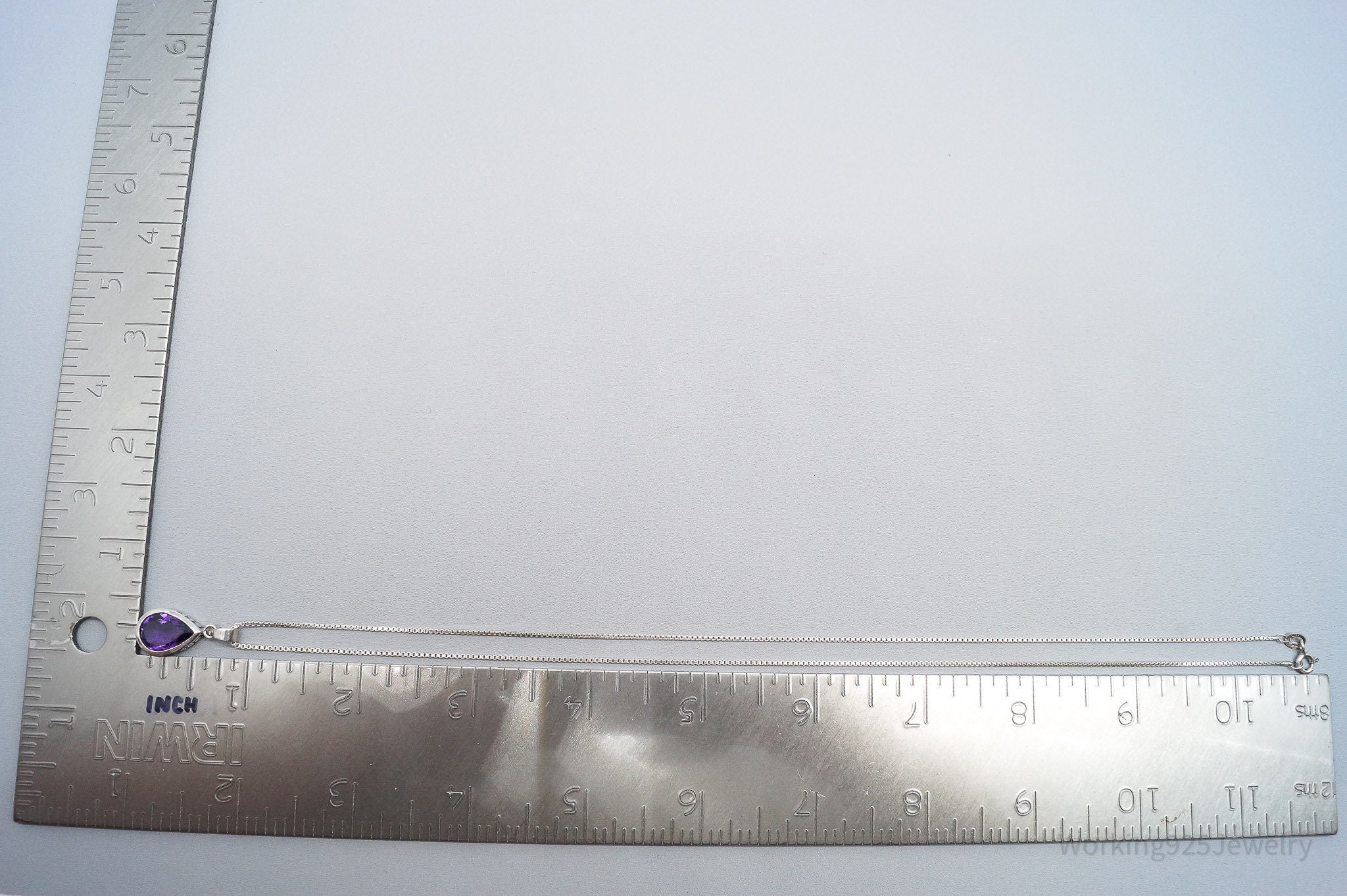 Vintage Purple Amethyst Sterling Silver Necklace - 20"