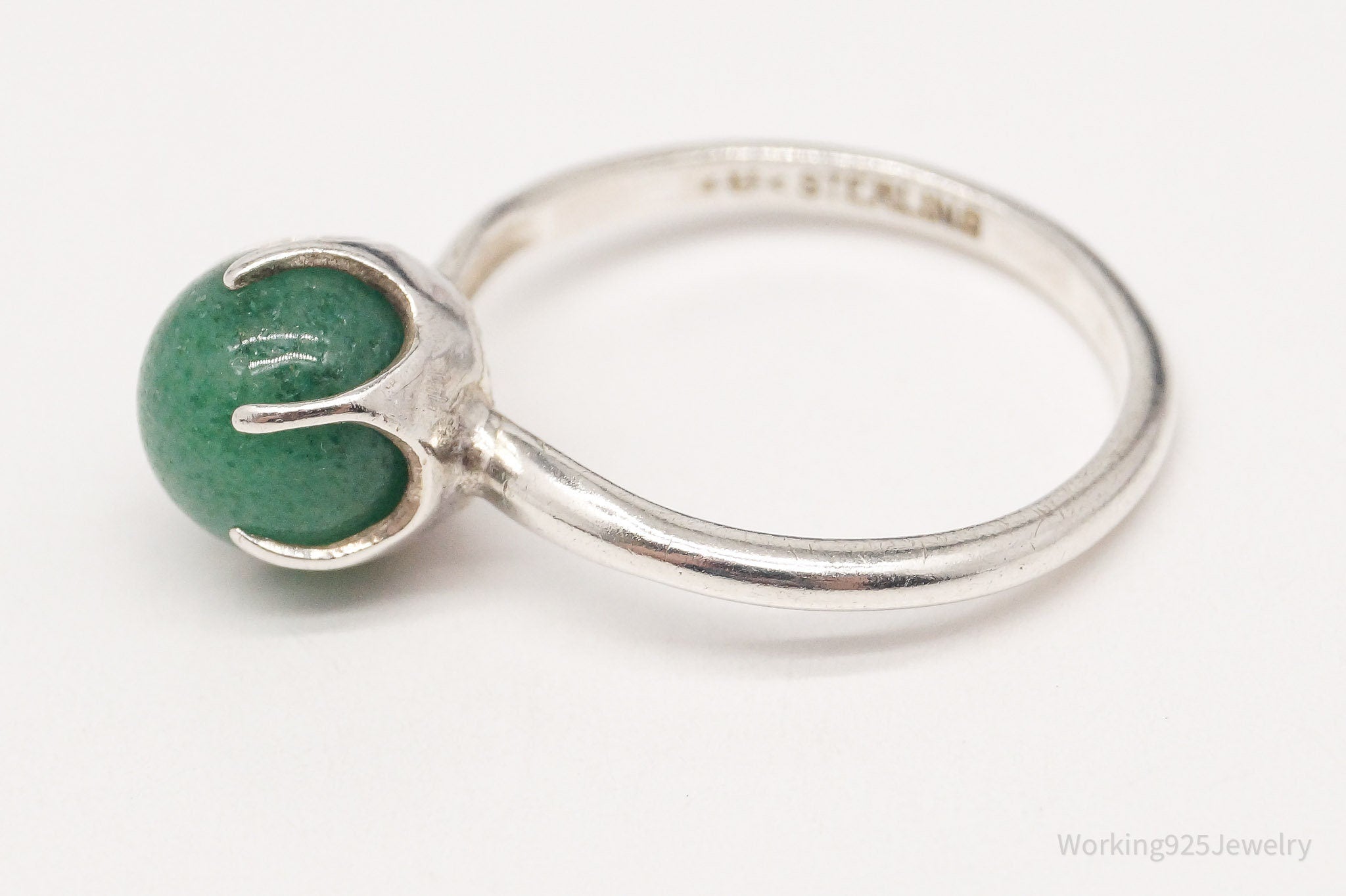 Antique Designer Uncas MFG Co Aventurine Sterling Silver Ring - Size 6.5