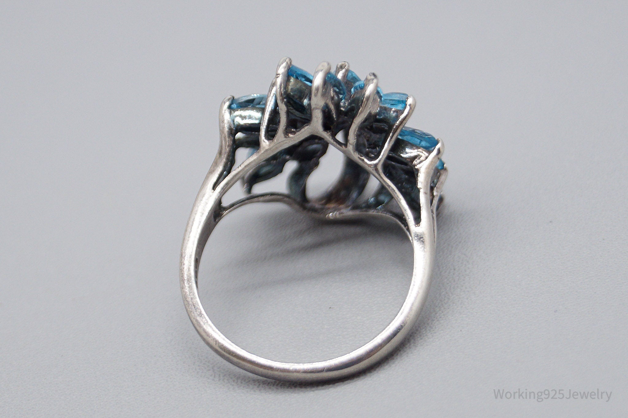 Vintage Blue Topaz Sterling Silver Ring - Size 6.25
