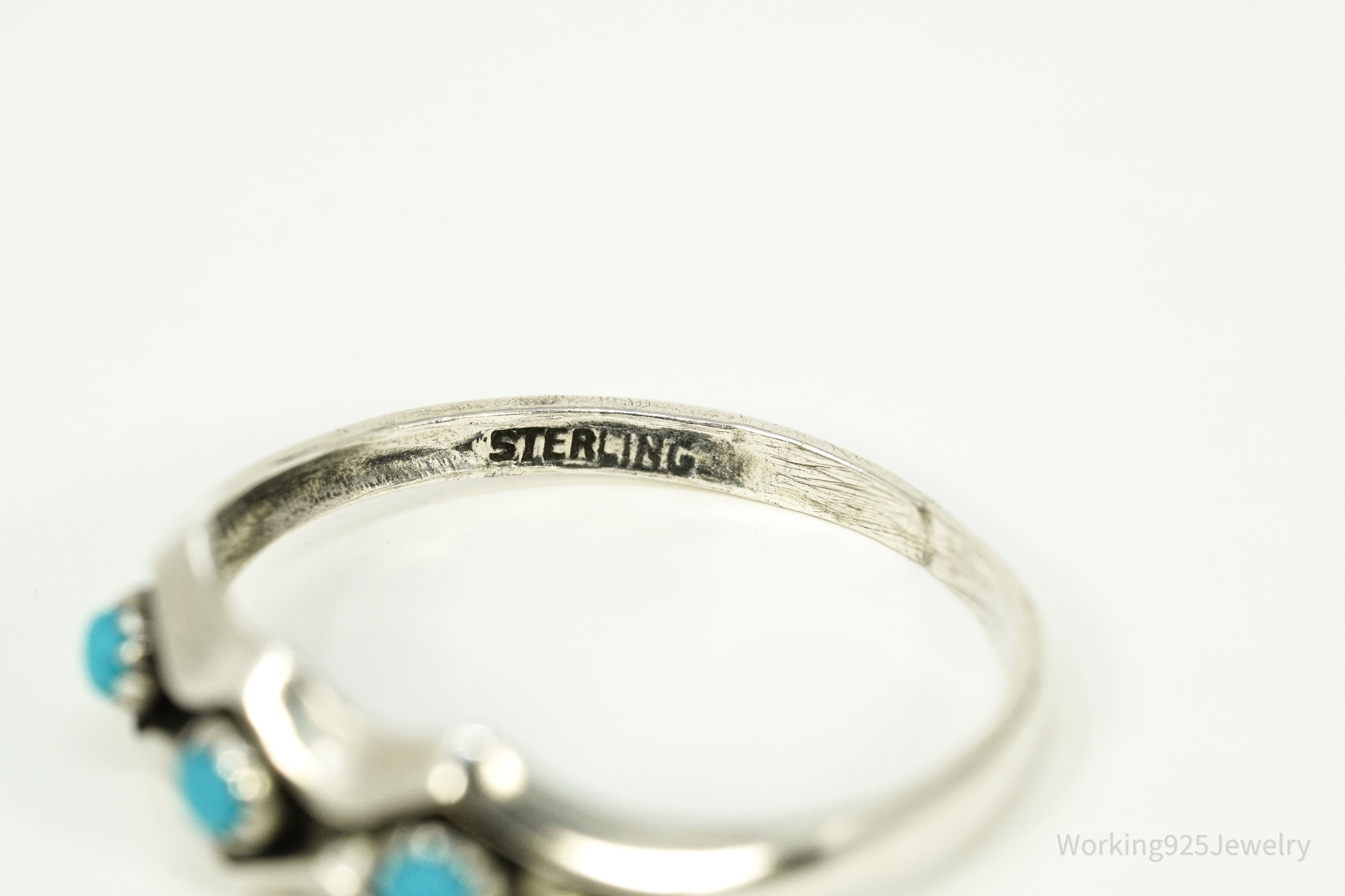 Vintage Handmade Native American Turquoise Sterling Silver Ring - Size 7.5