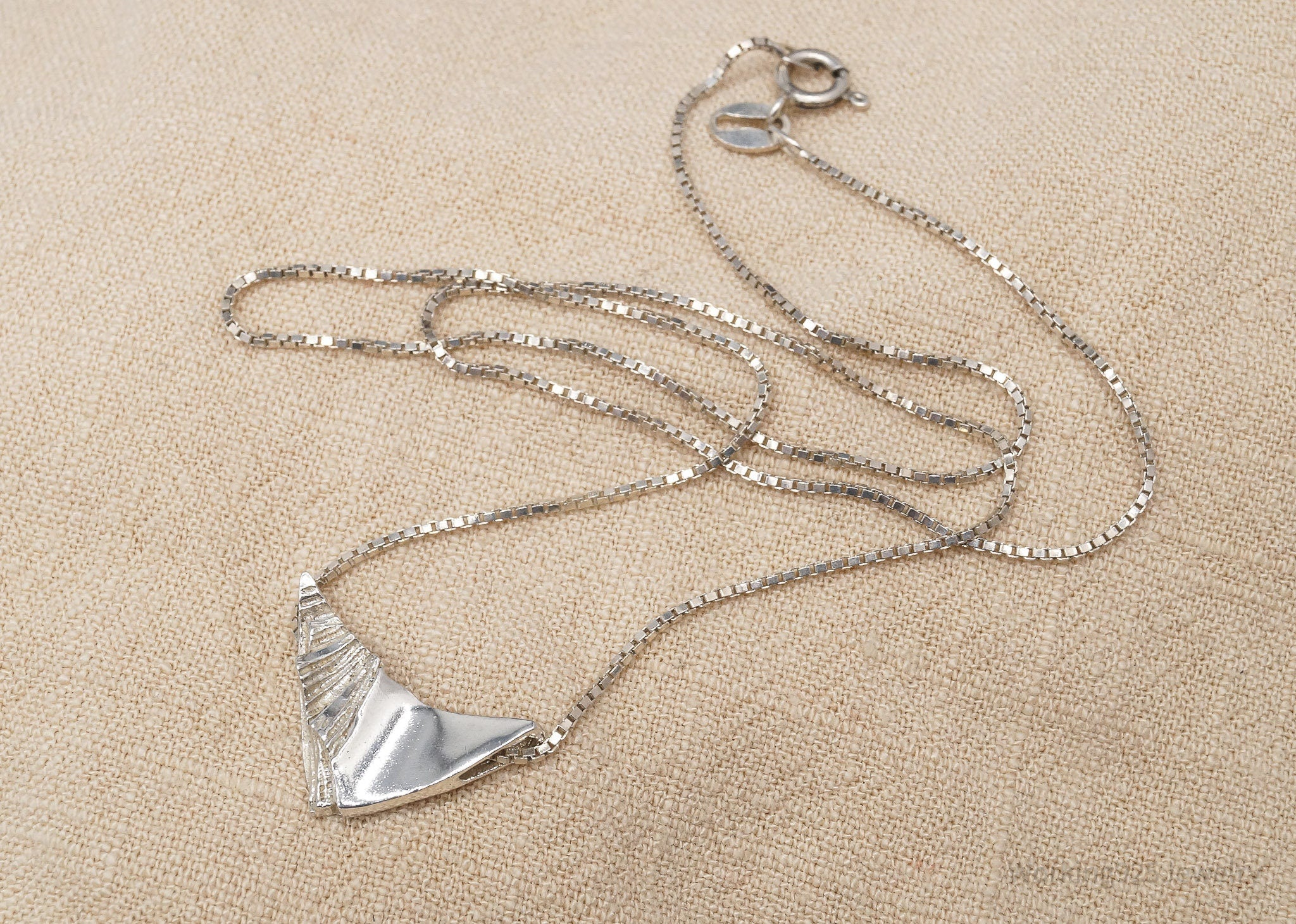 RARE Vintage Norwegian Modernist Ole Aas Sterling Silver Chain Necklace 18"