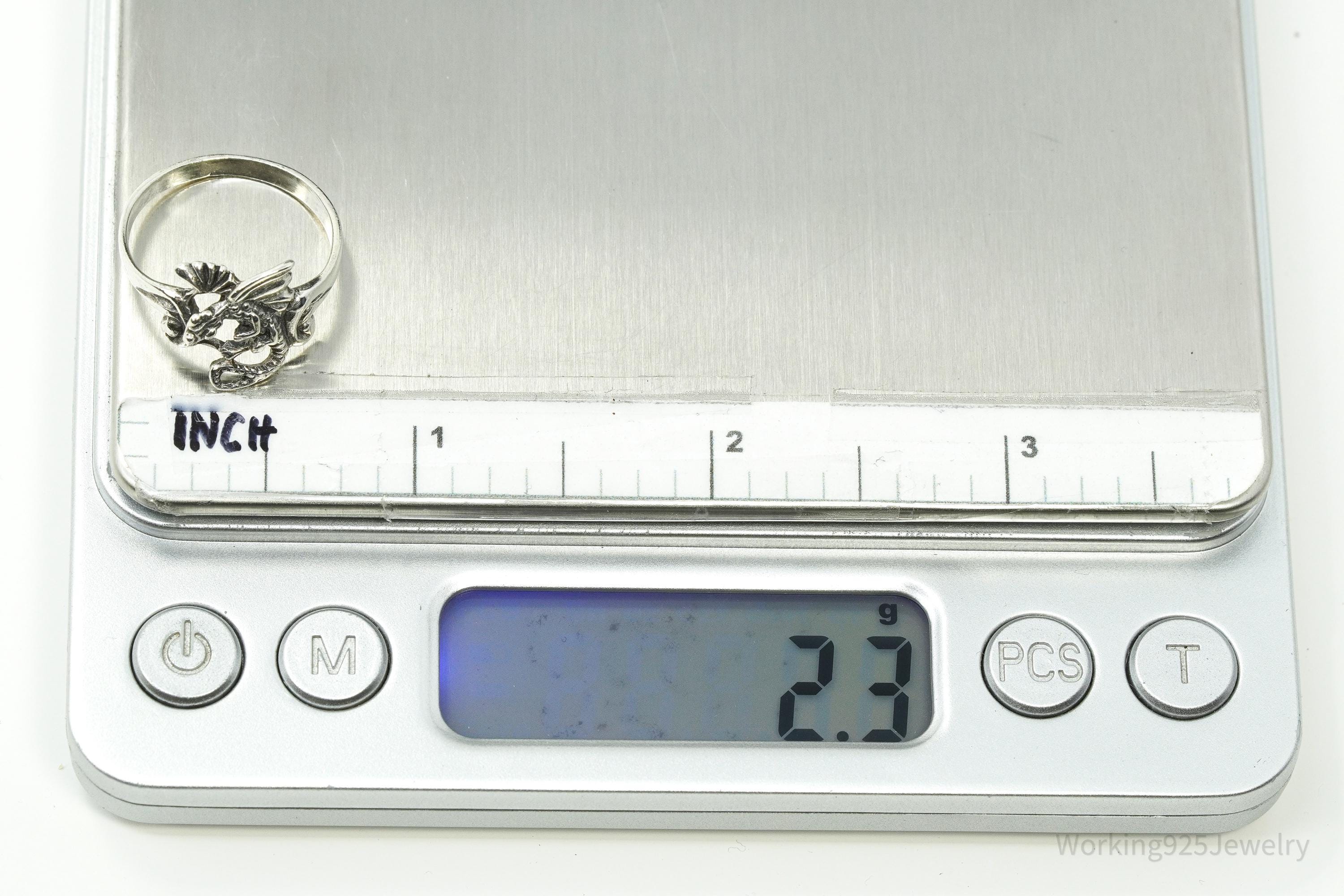 Vintage Dragon Sterling Silver Ring - Size 7