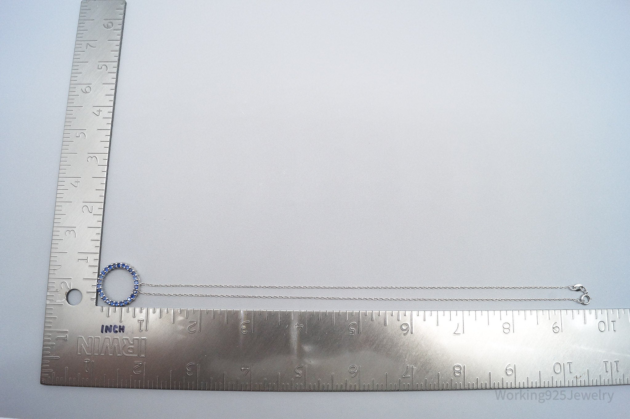 Vintage Sapphire Sterling Silver Necklace 18"