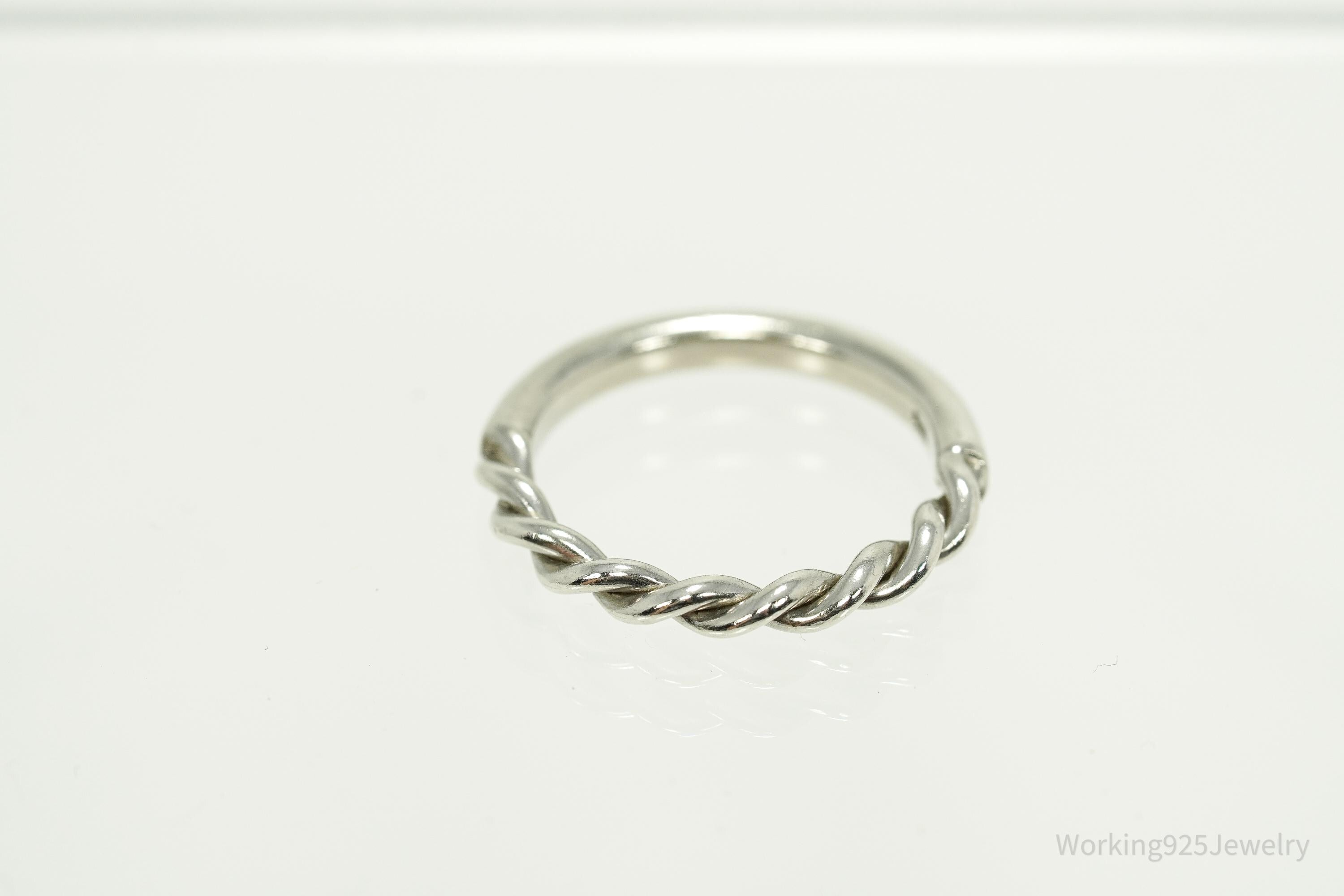 Vintage Rope Twist Style Sterling Silver Ring - Size 7.25
