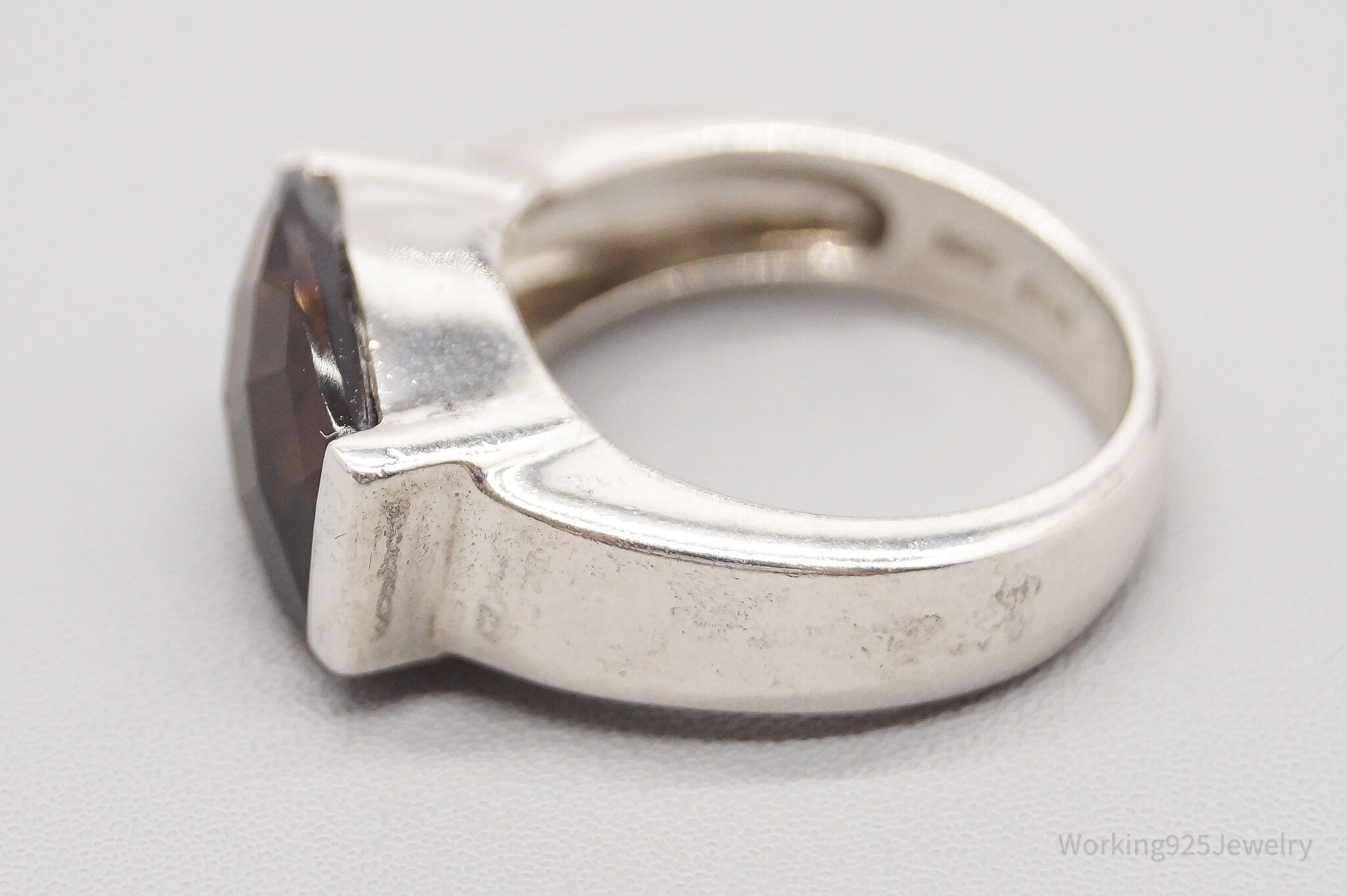 Vintage CNA Smoky Topaz Sterling Silver Ring - Size 4.75