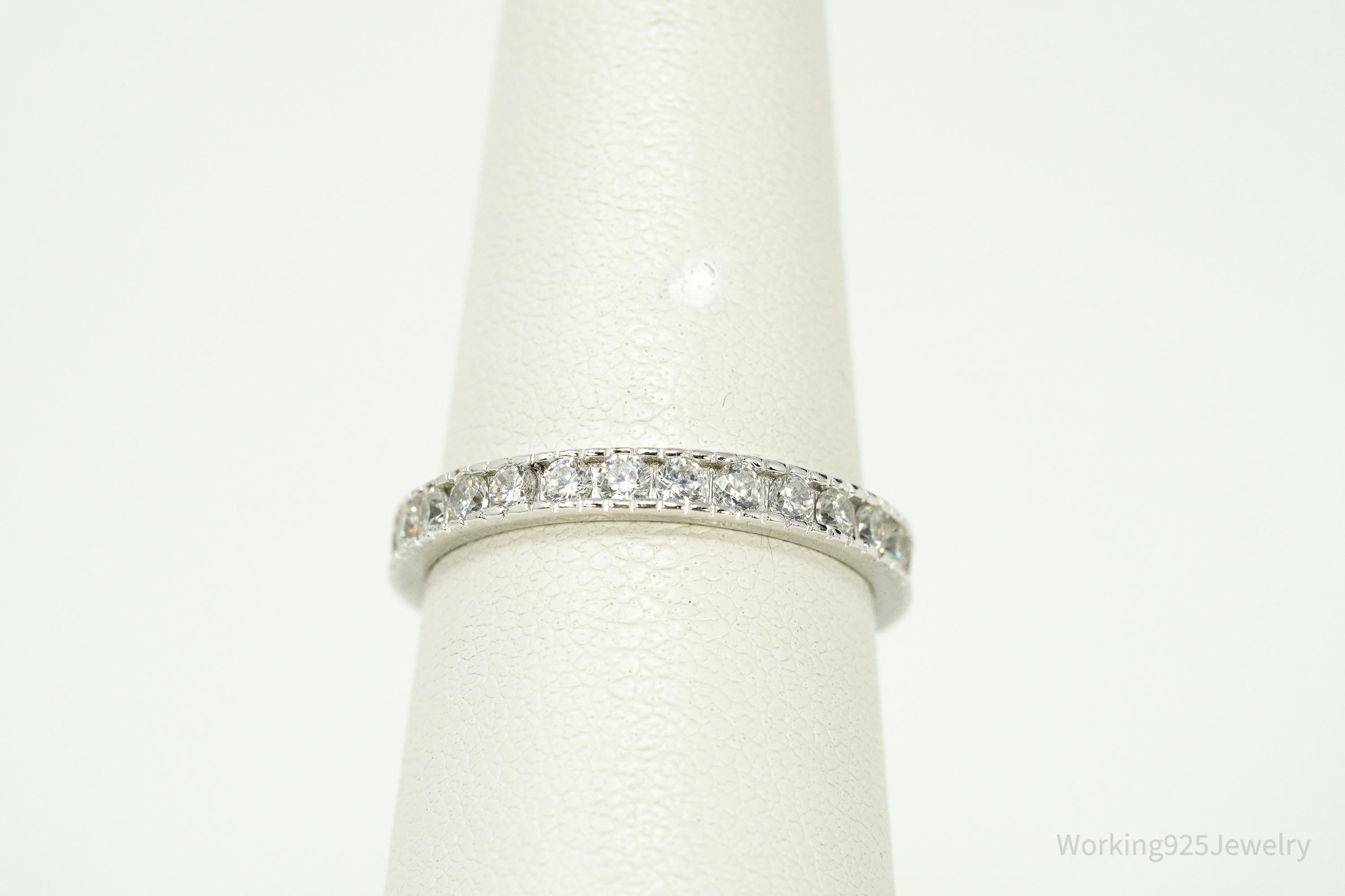 Vintage Cubic Zirconia Sterling Silver Band Ring - Size 6.25