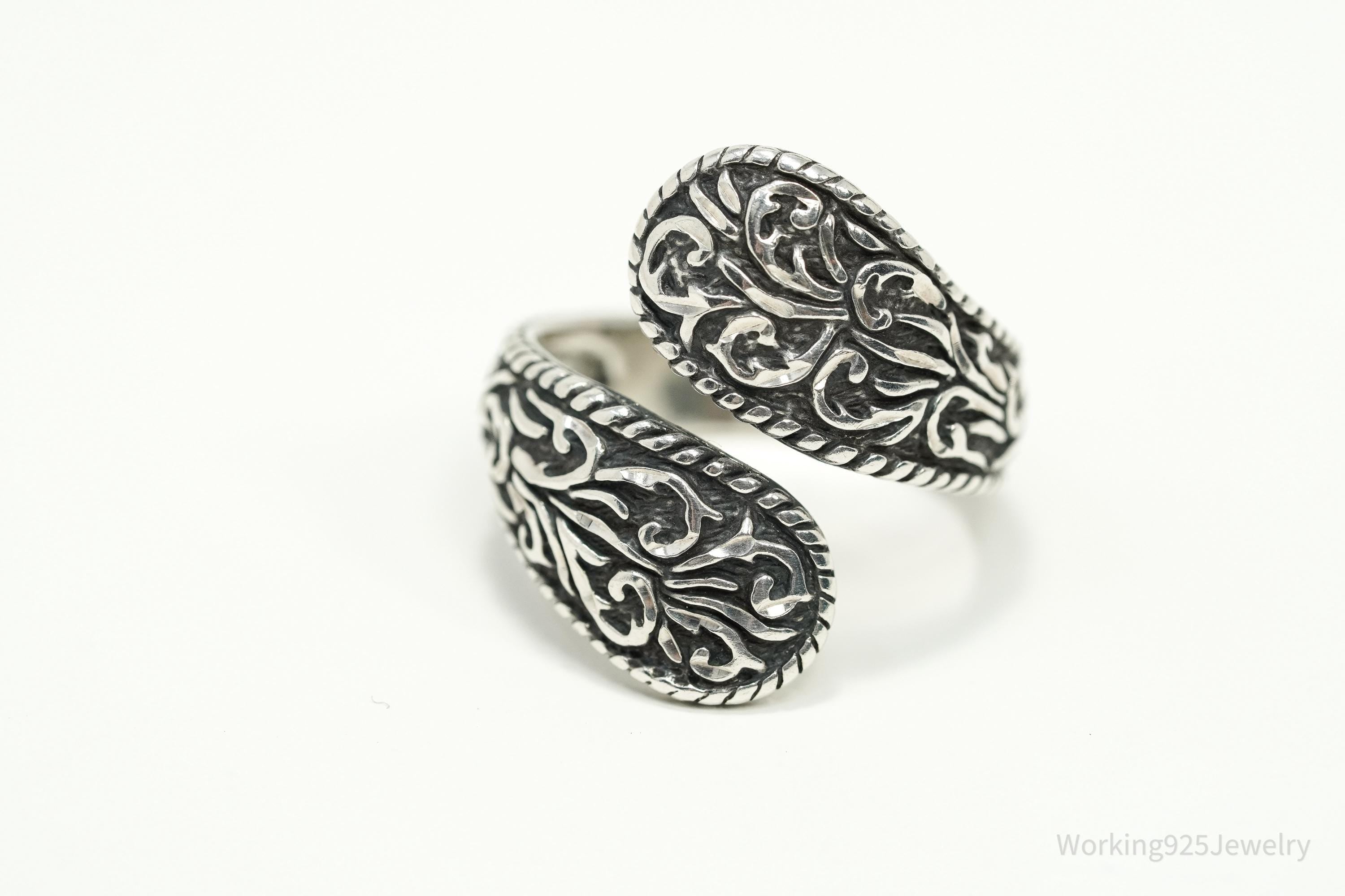 Vintage Native Designer Carolyn Pollack Relios Sterling Silver Wrap Ring - Size 10.75