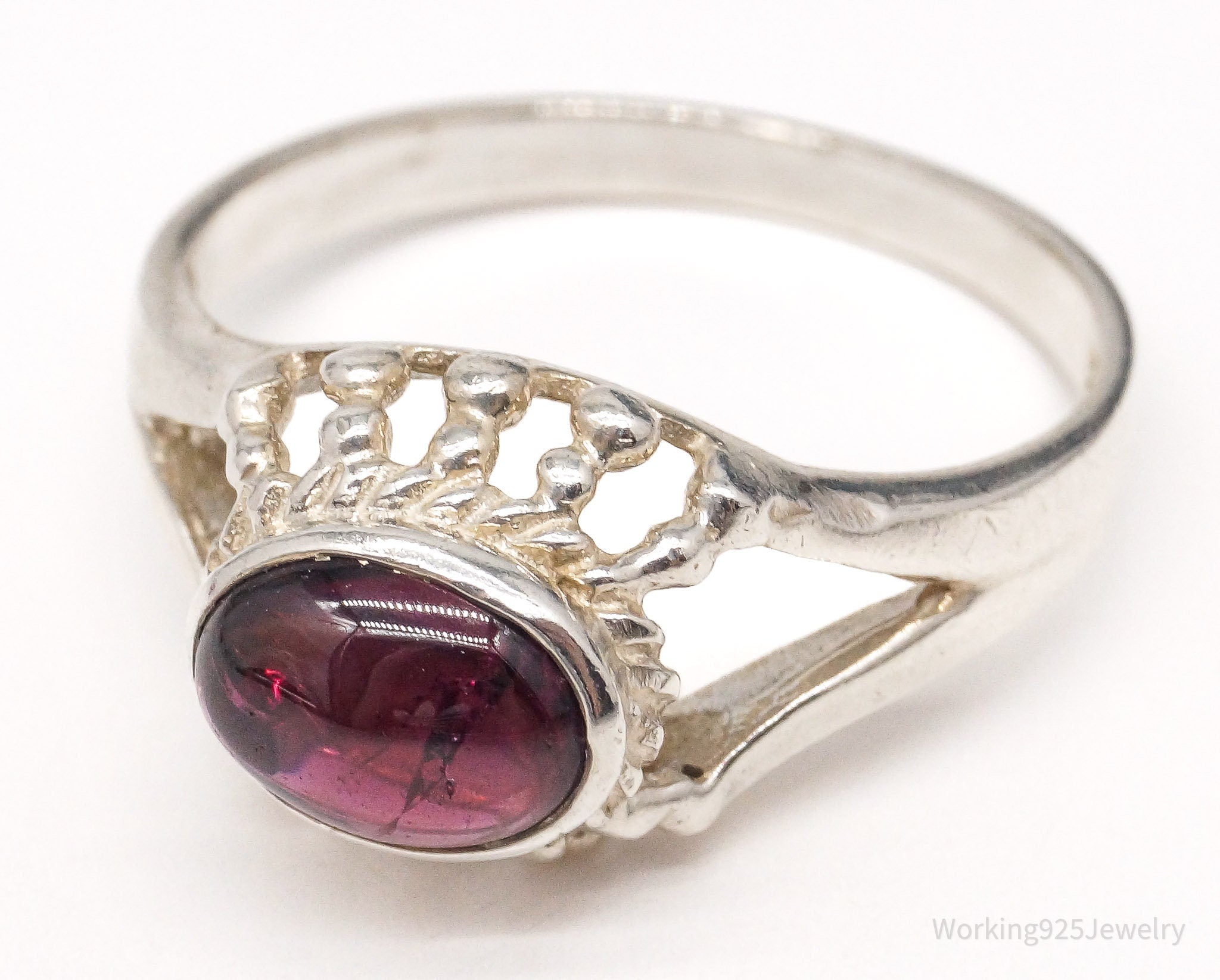 Vintage Rhodolite Garnet Sterling Silver Ring - Size 8.5