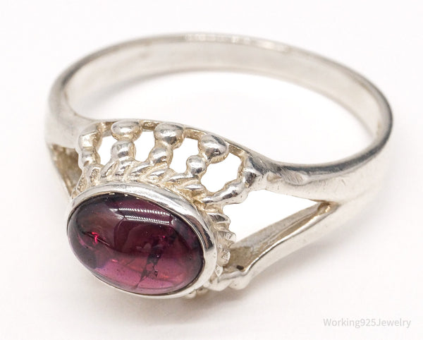 Vintage Rhodolite Garnet Sterling Silver Ring - Size 8.5