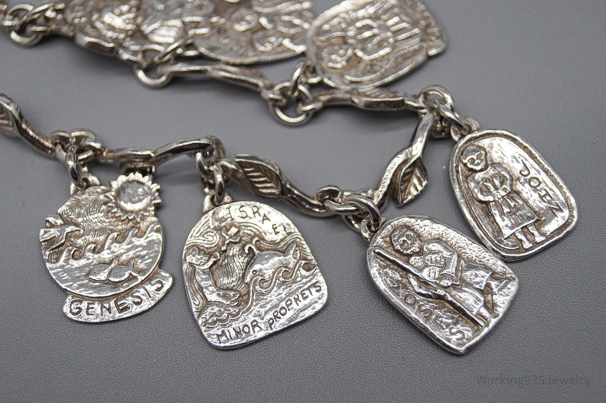 Jeep Collins Bible Study Charms Vines Sterling Silver Bracelet - 6 7/8"