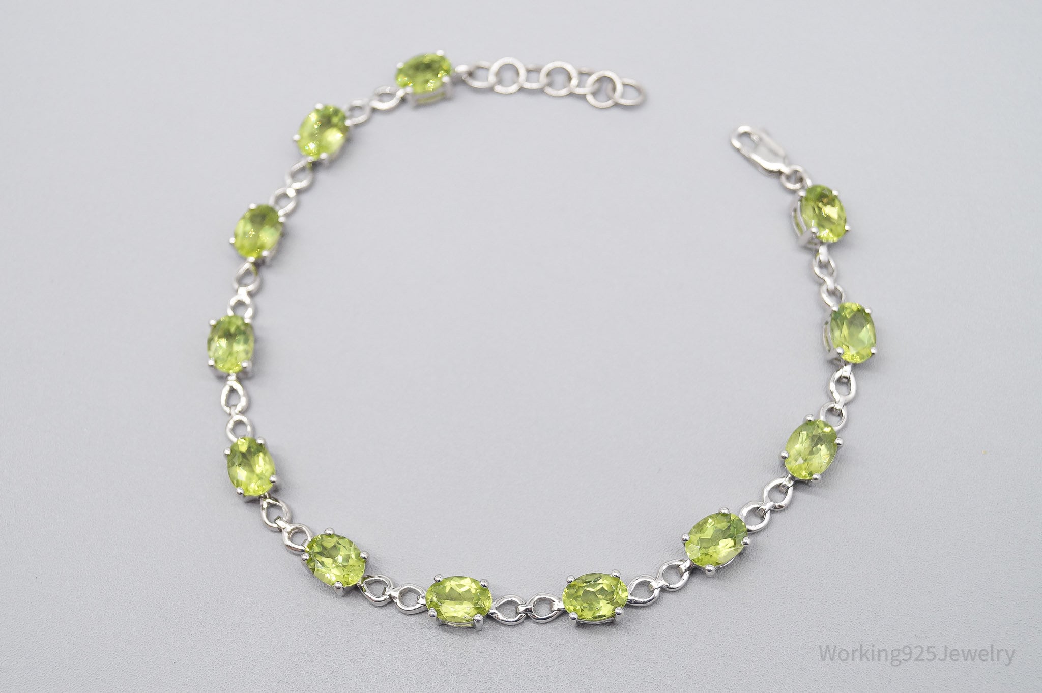 JTV TGGC Peridot Sterling Silver Bracelet / Anklet 9.25"