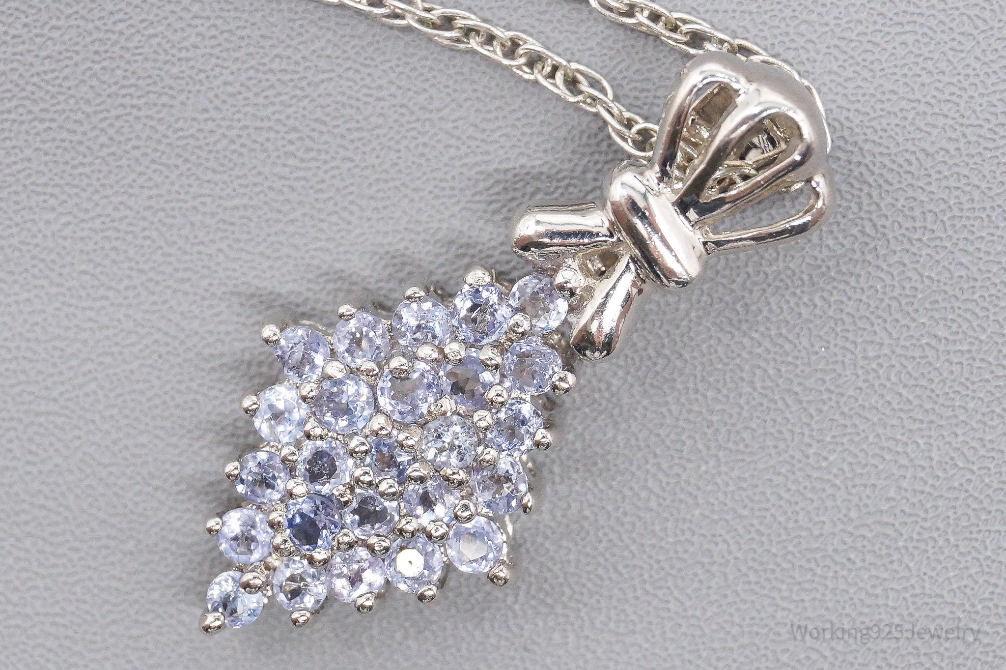 Vintage Tanzanite Sterling Silver Necklace 16"