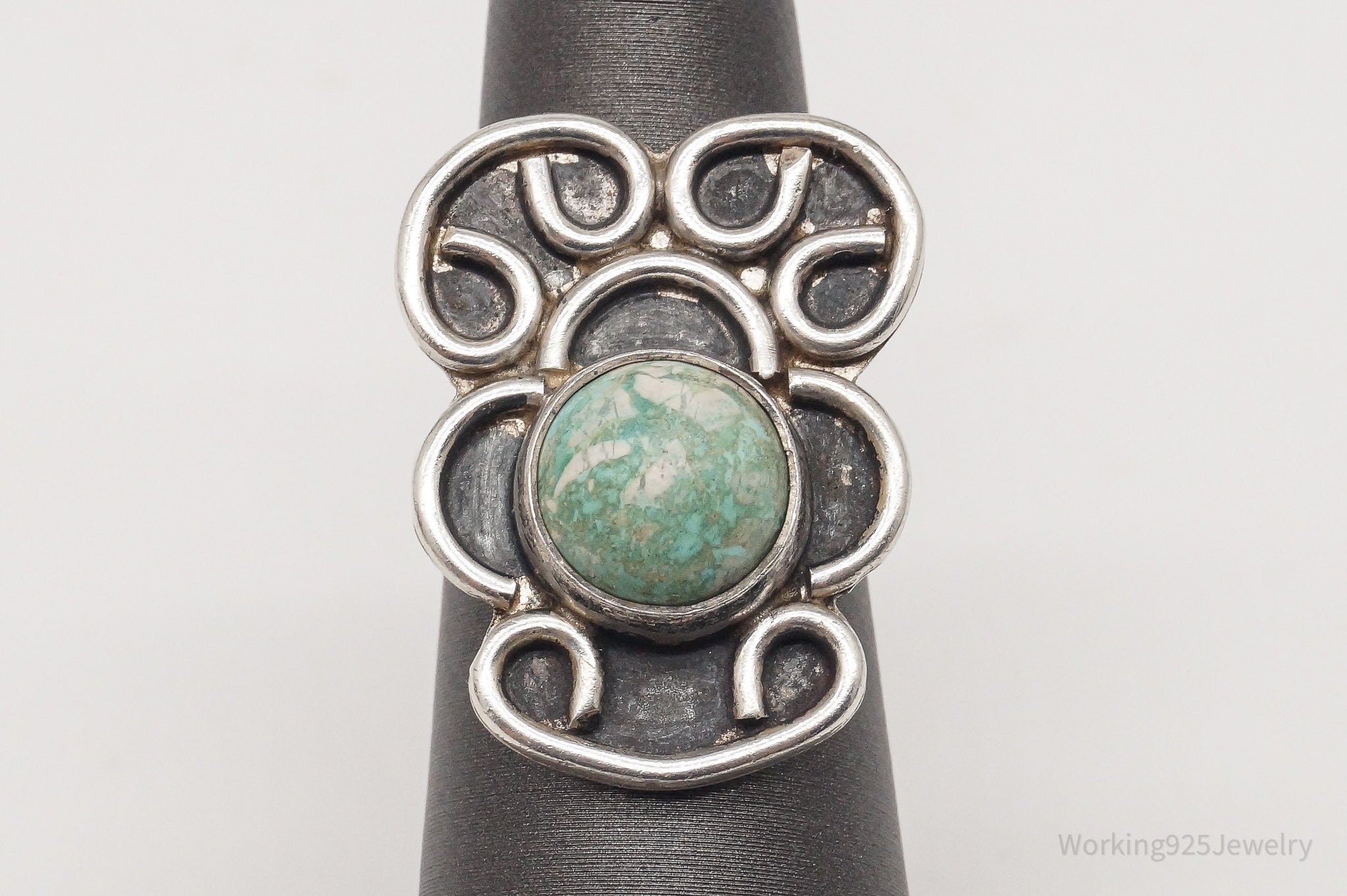 Vintage Native American Turquoise Sterling Silver Ring - Size 5.25