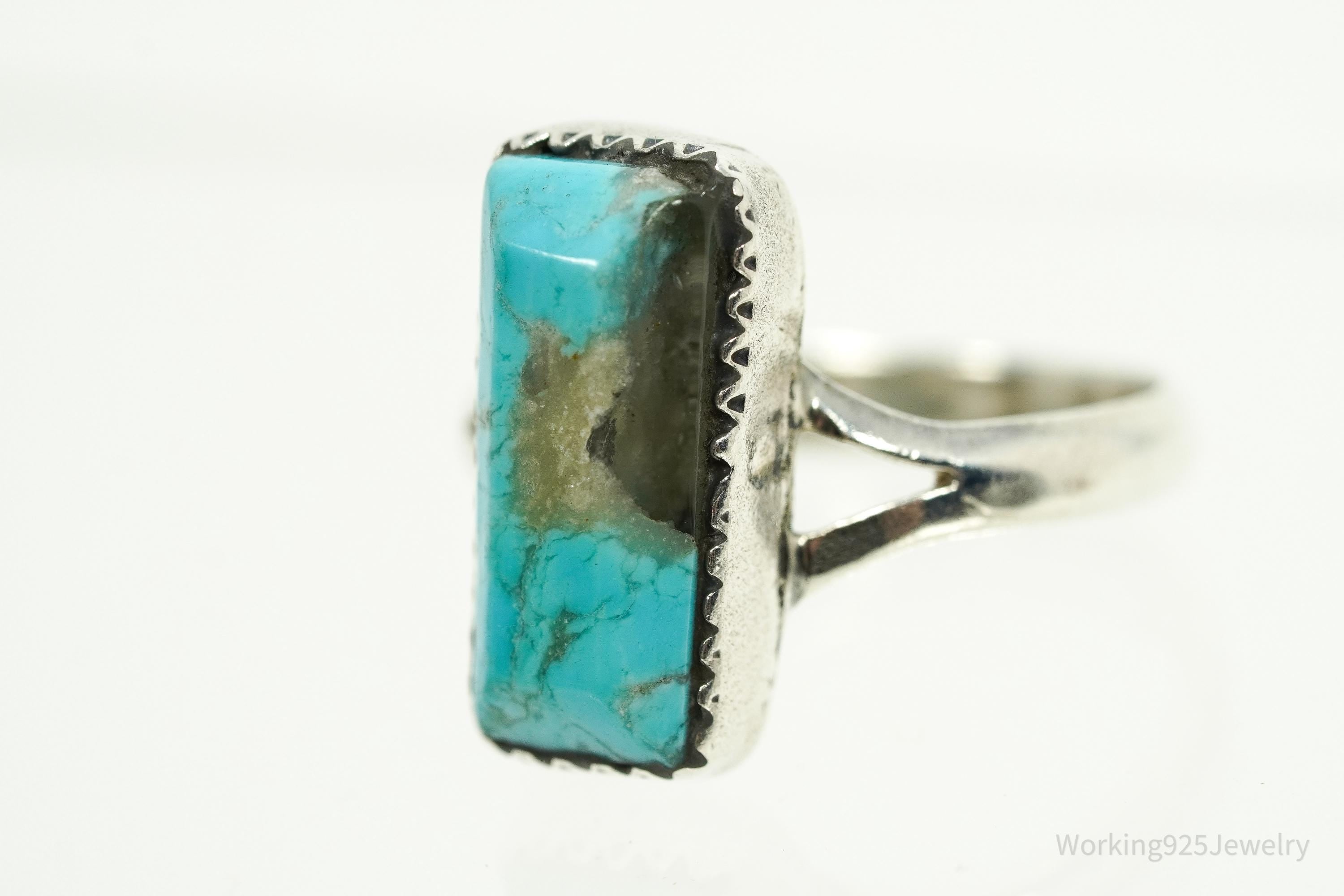 Vintage Mexican Turquoise 950 Silver Ring - Size 8.25