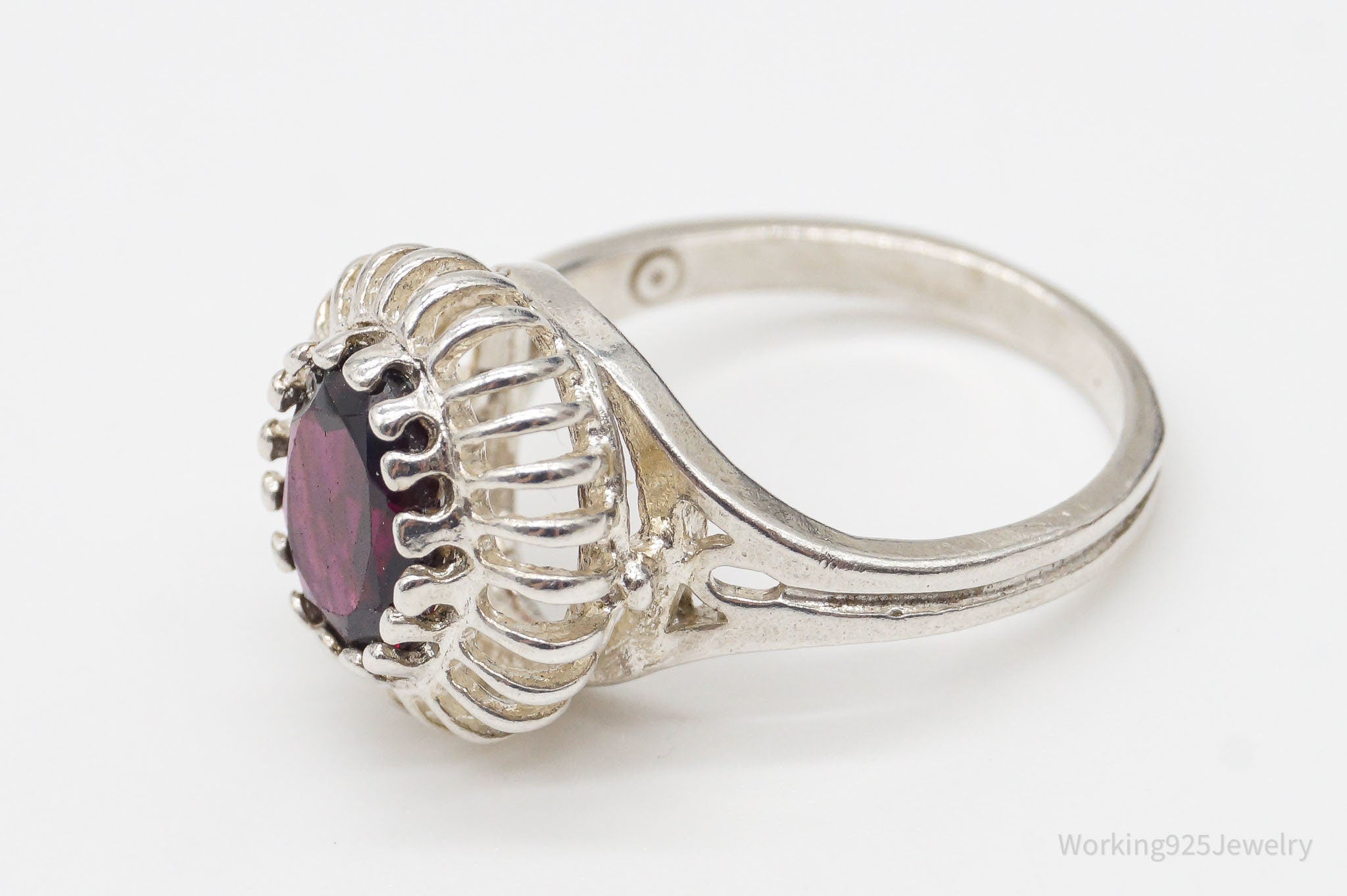 Vintage Rhodolite Garnet Sterling Silver Ring - Size 6