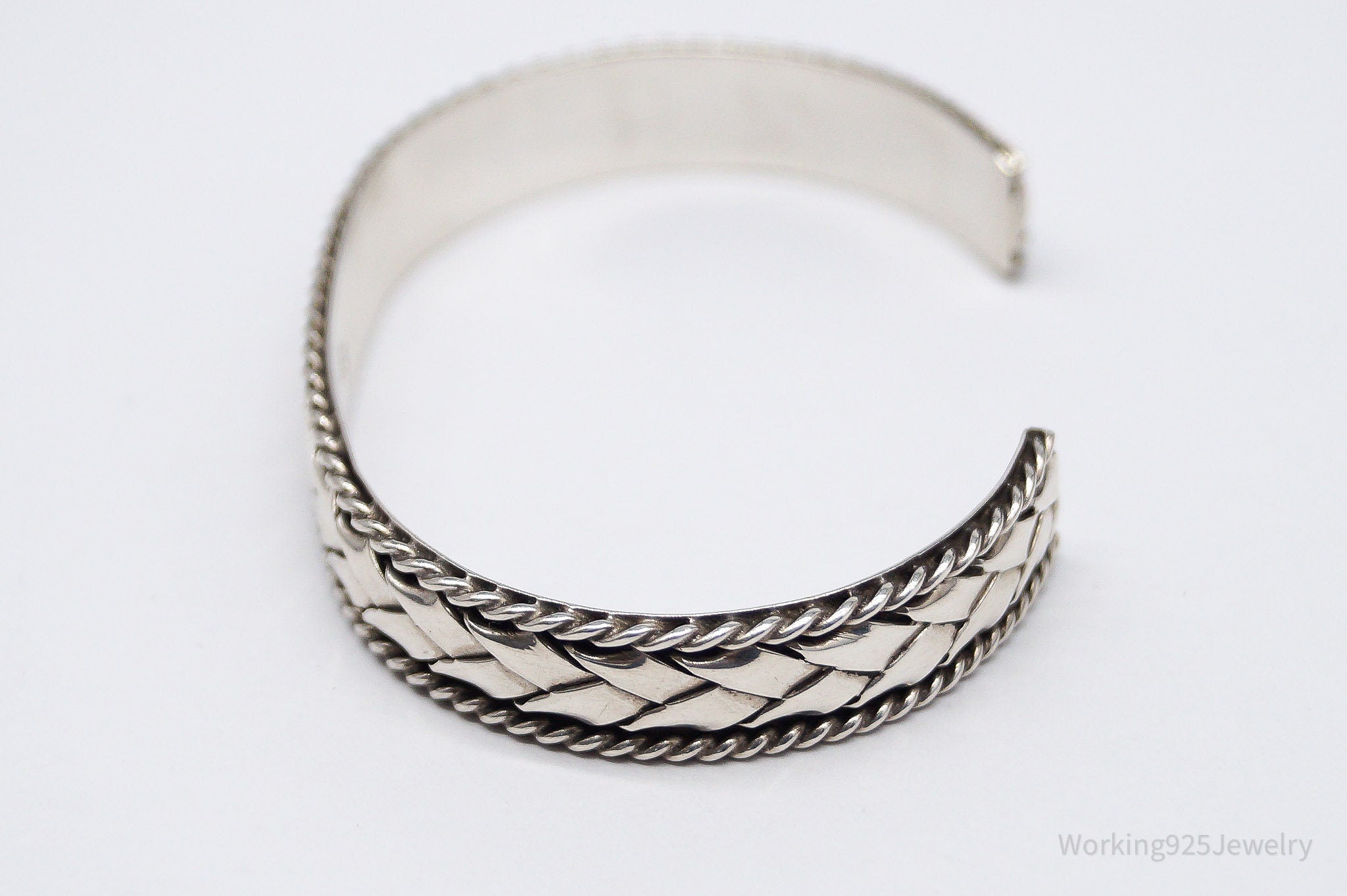 Vintage Southwestern Braid Sterling Silver Cuff Bracelet - 6 5/8"