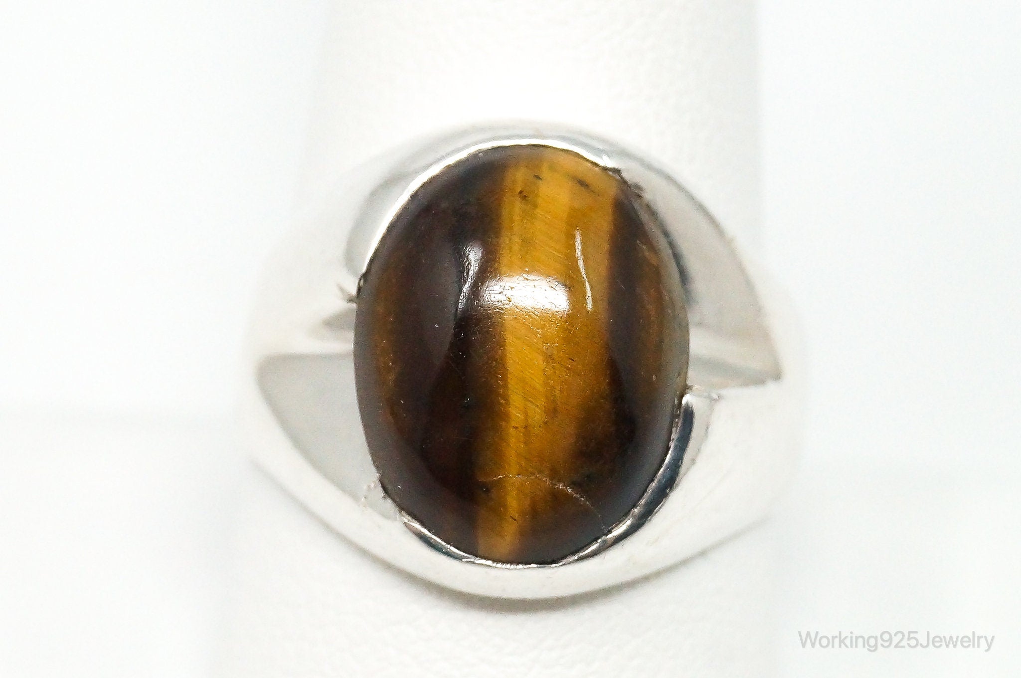 Vintage Mexico Tigers Eye Sterling Silver Ring - Size 10.25