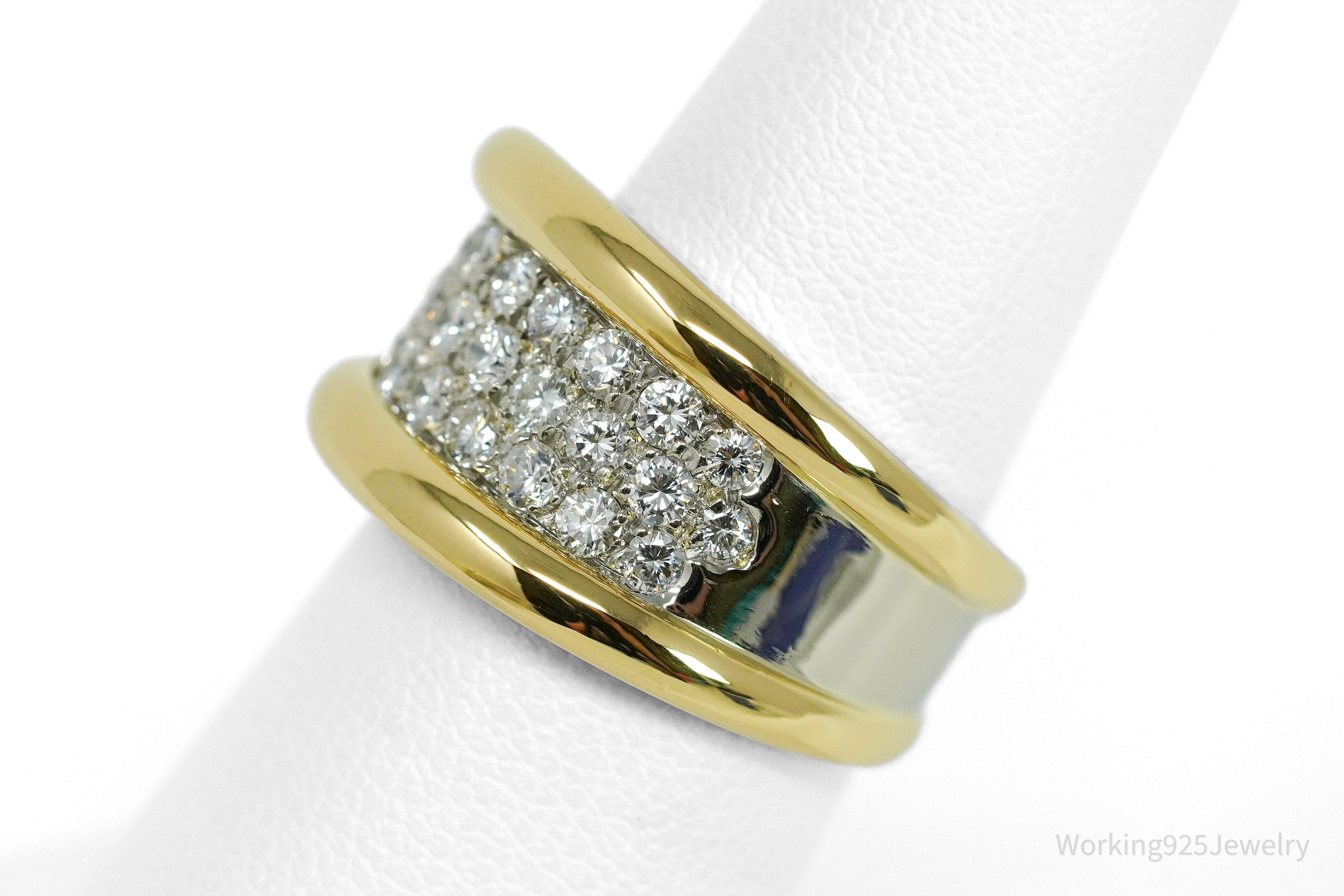 25 Prong Set Diamonds & 18K Gold Two Tone Ring - Size 6.75