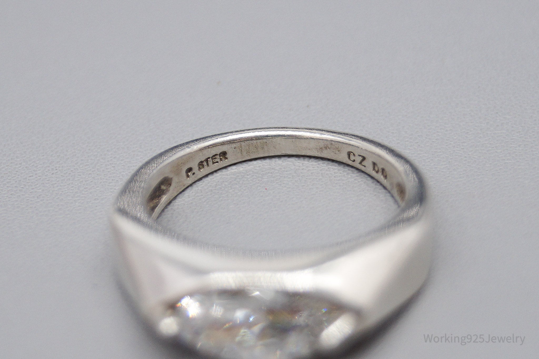 Vintage Diamonique Cubic Zirconia Sterling Silver Ring - Size 4