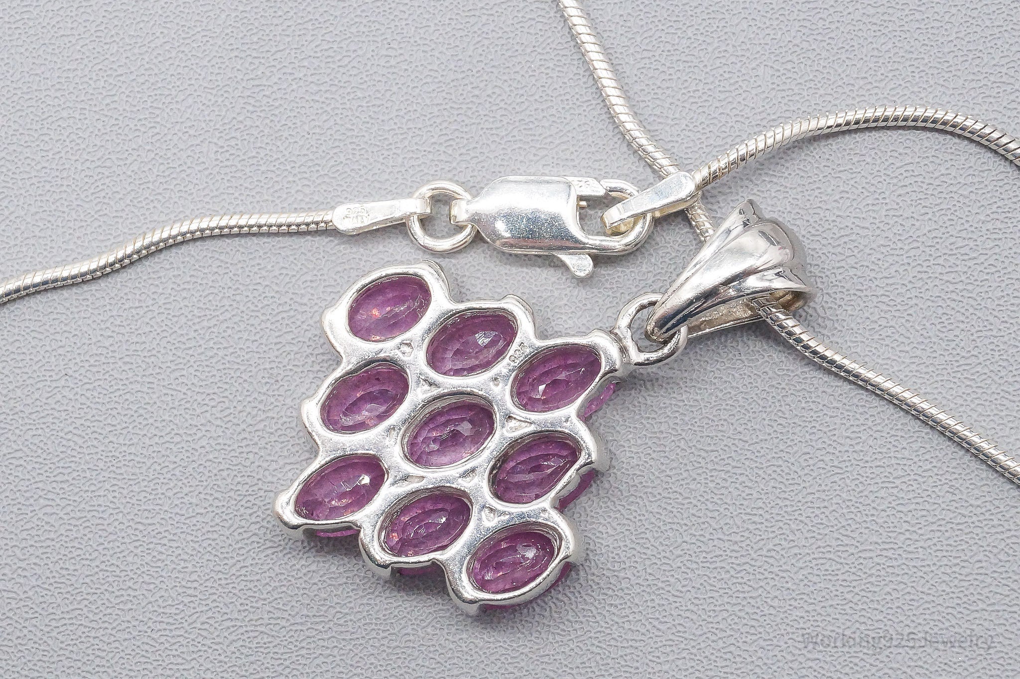 Vintage Pink Sapphire Sterling Silver Chain Necklace 18"