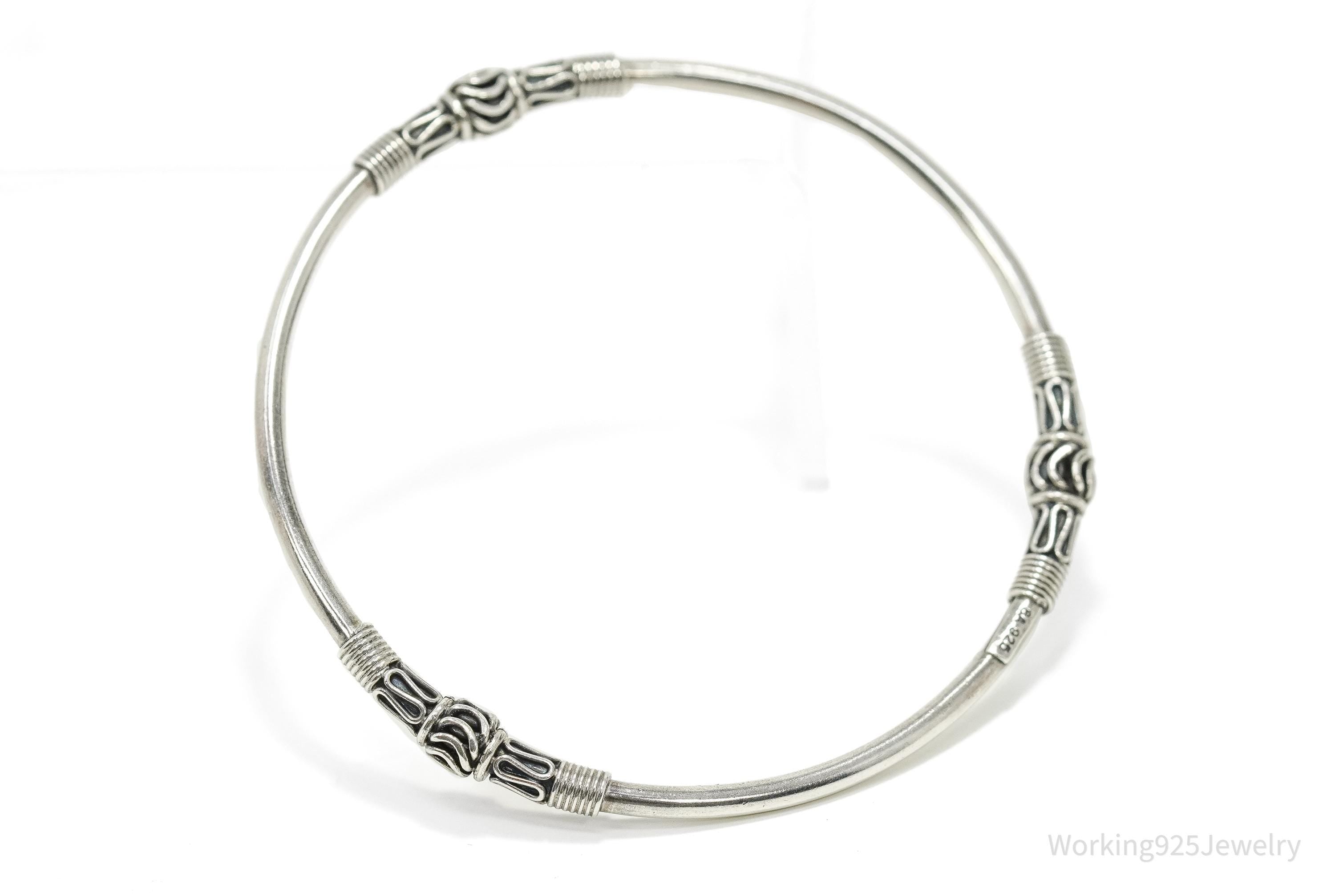 Vintage Designer BA Suarti Sterling Silver Bangle Bracelet 7 7/8"