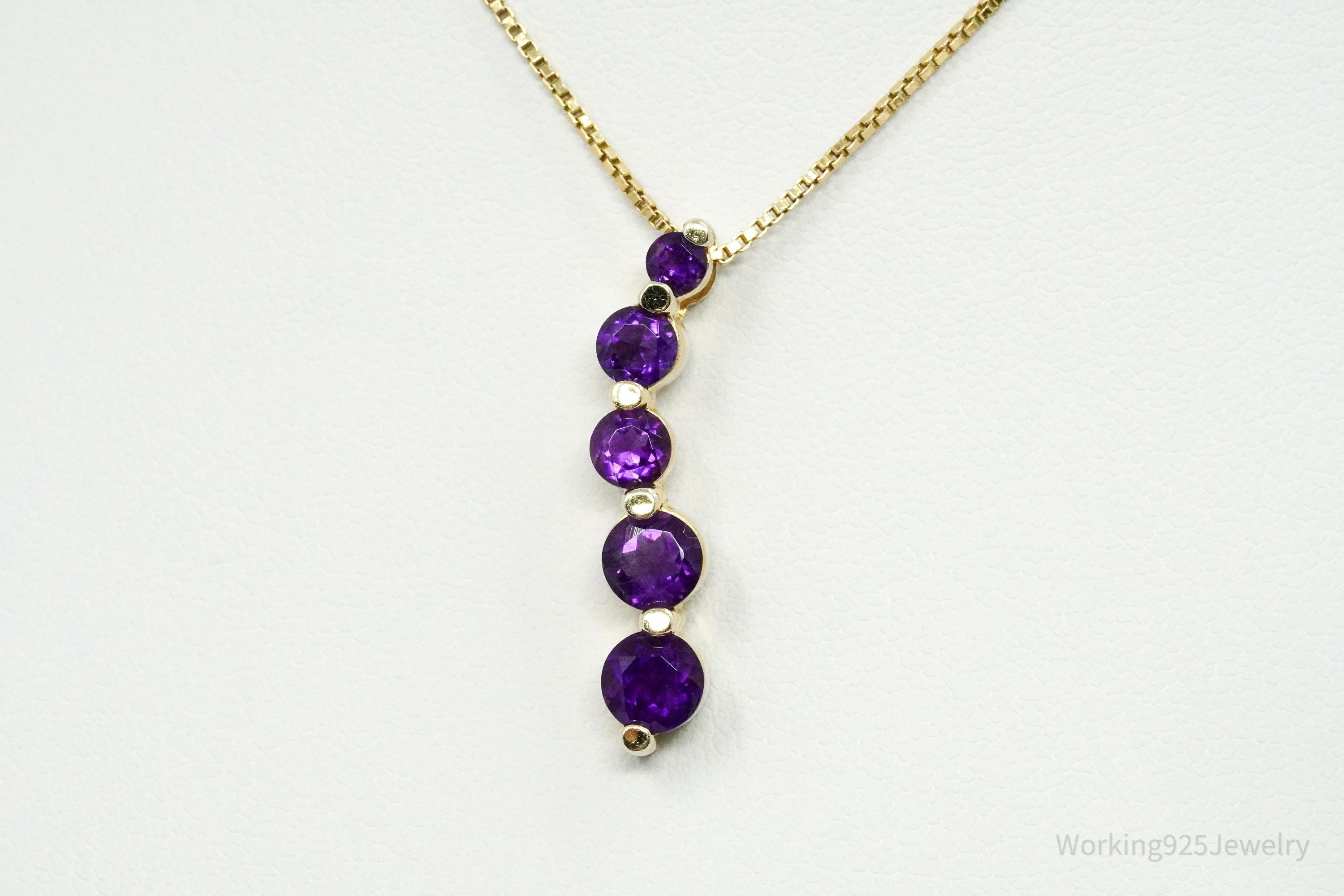 Vintage Ross Simons Amethyst Gold Vermeil Sterling Silver Necklace 18"
