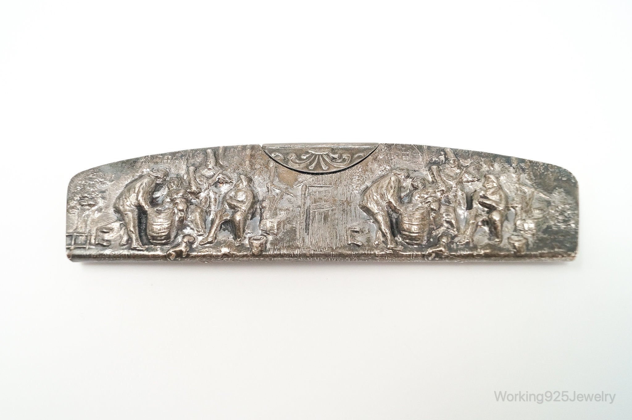 ATQ Denmark Designer Hans Jensen Tortoise Shell Comb Sterling Silver Sheath