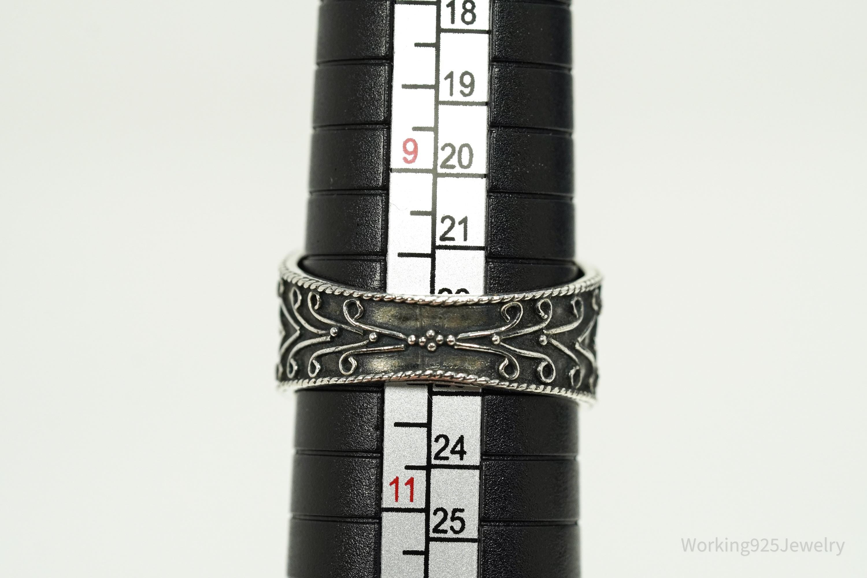 Vintage Large Labradorite Ornate Sterling Silver Ring - SZ 10.25