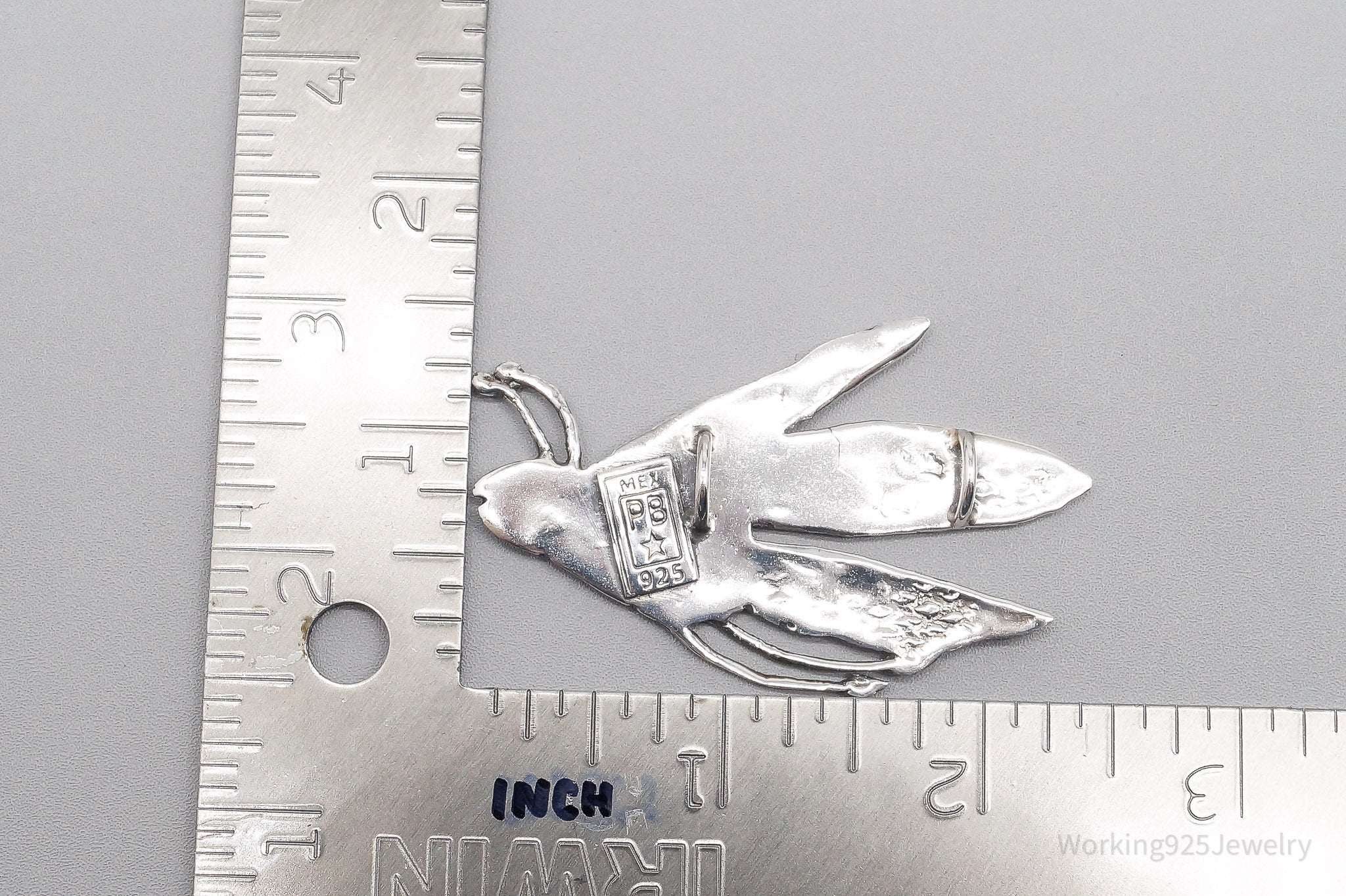 Large Vintage Mexico Cicada Or Dragonfly Sterling Silver Pendant