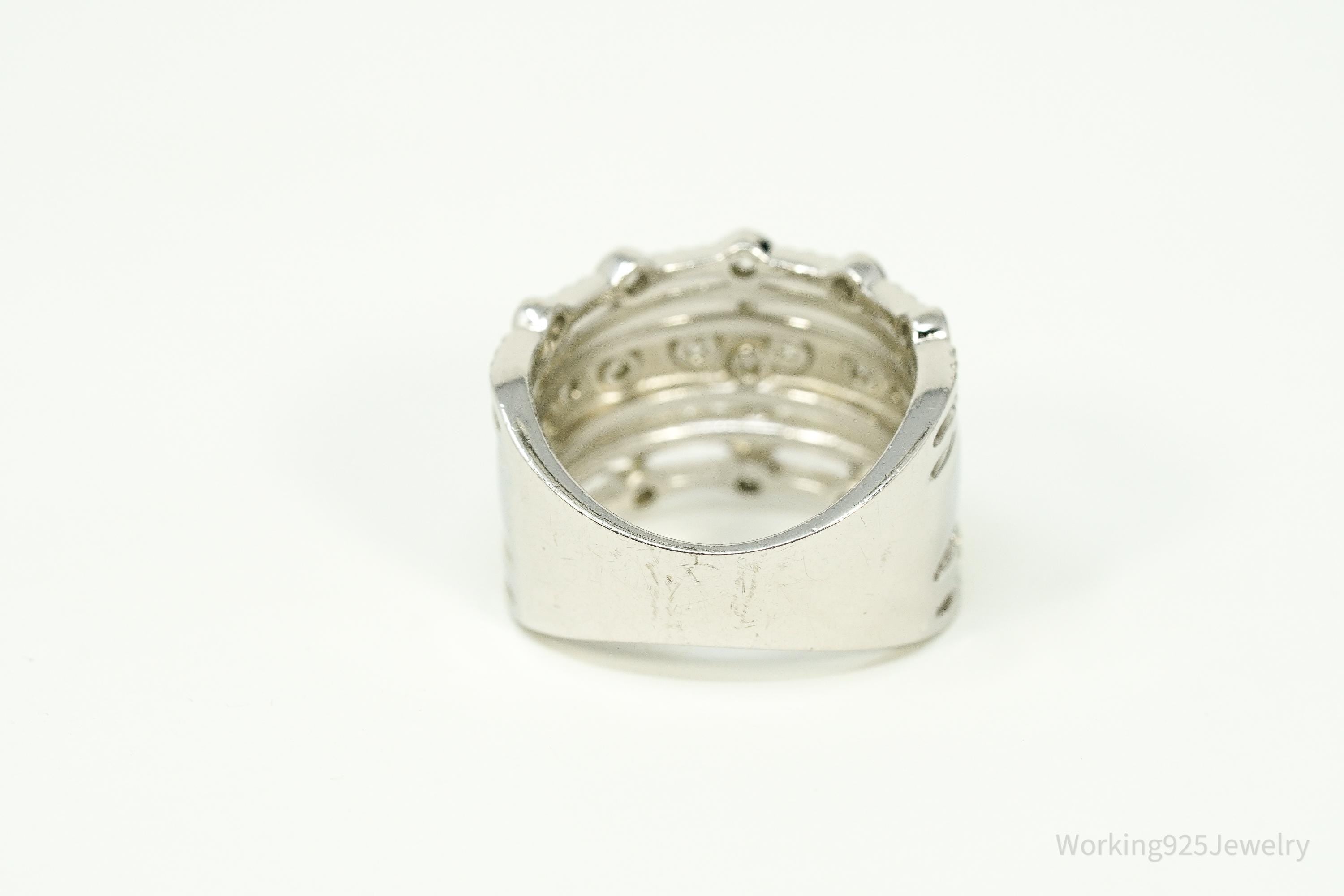 Vintage Cubic Zirconia Sterling Silver Band Ring - Size 6.25