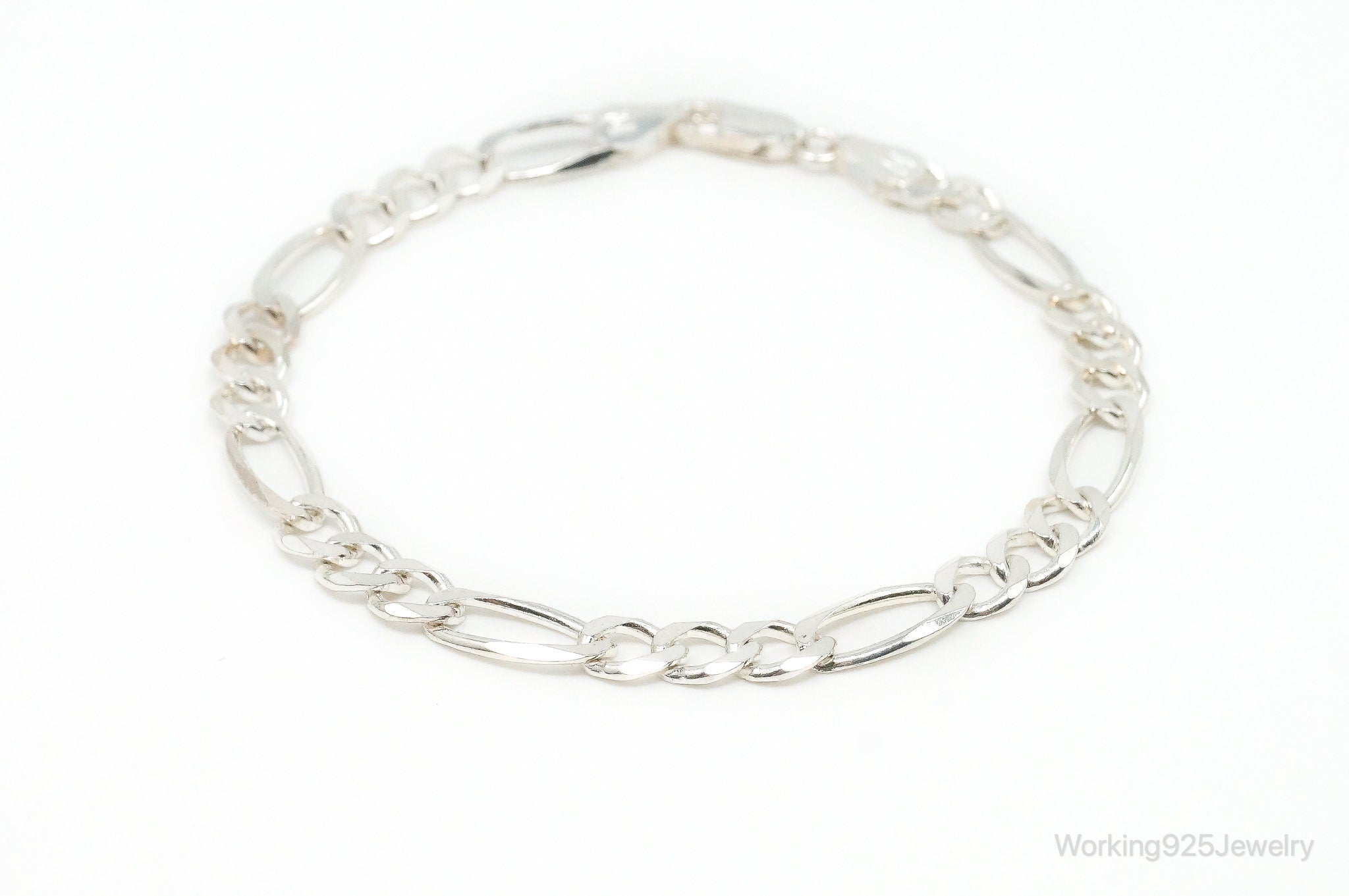 Vintage Italy Designer Milor Figaro Chain Link Sterling Silver Bracelet