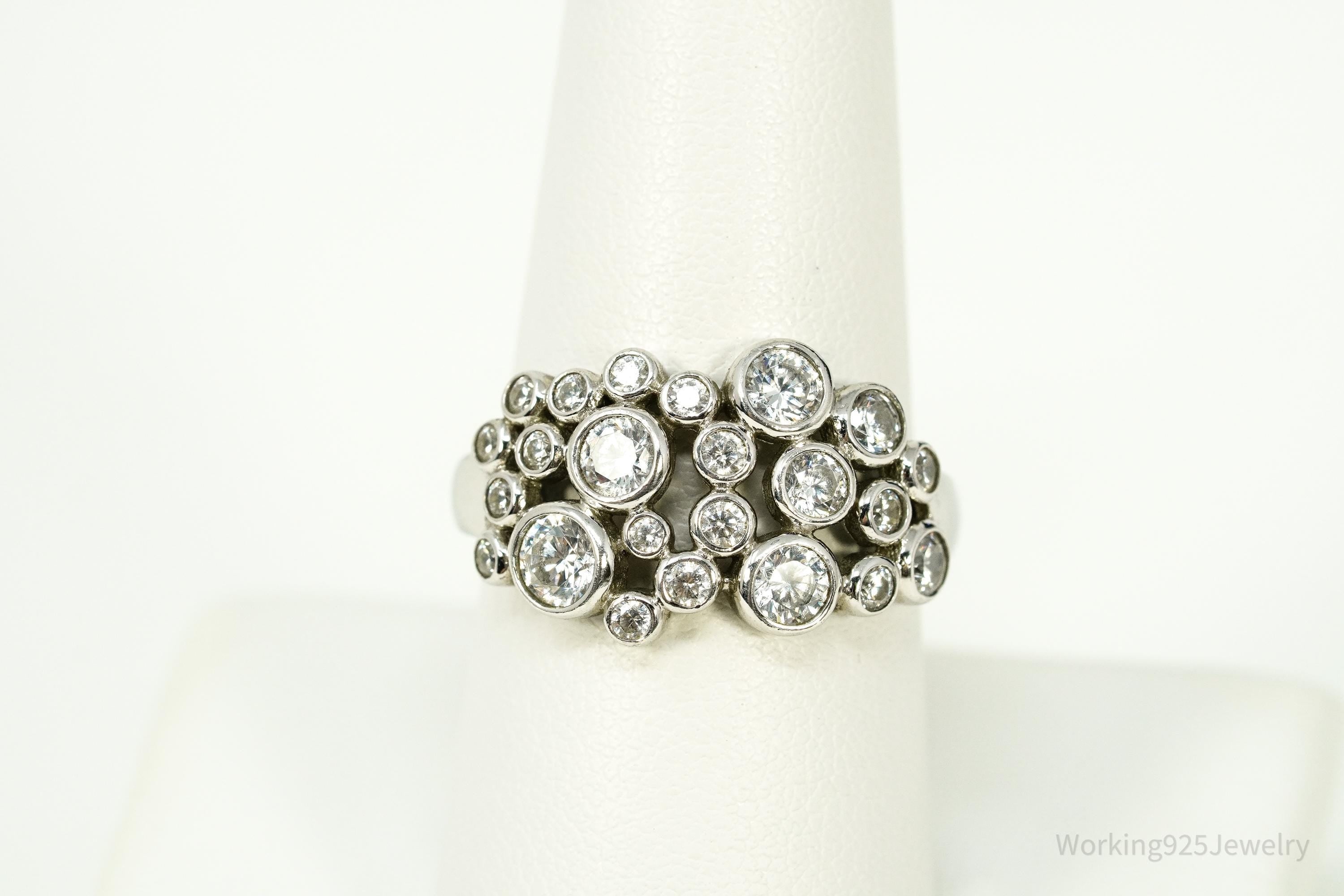 Vintage Cubic Zirconia Sterling Silver Ring - Size 9