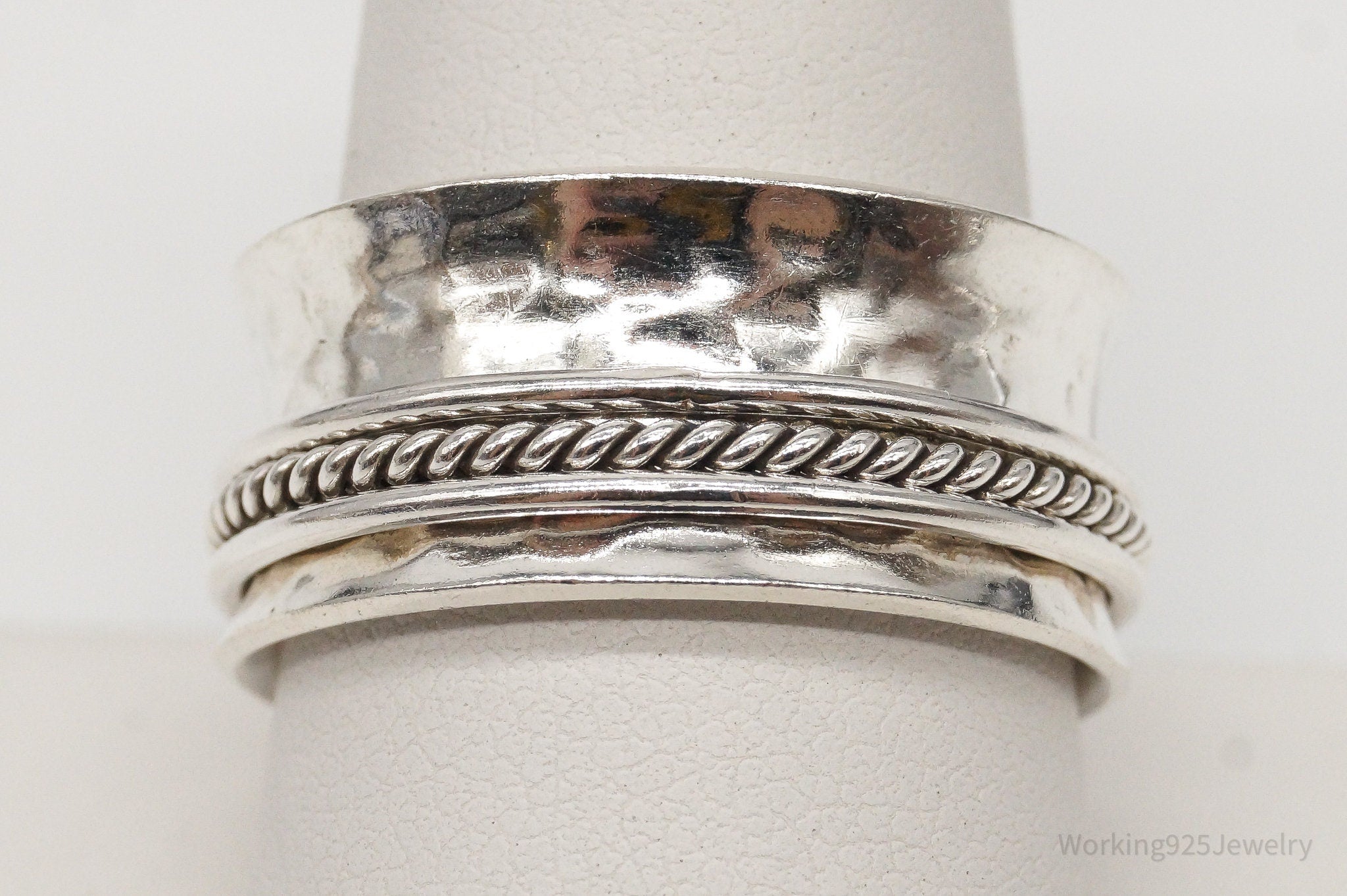 Vintage Mexico Designer ATI Sterling Silver Spinner Ring - Size 9