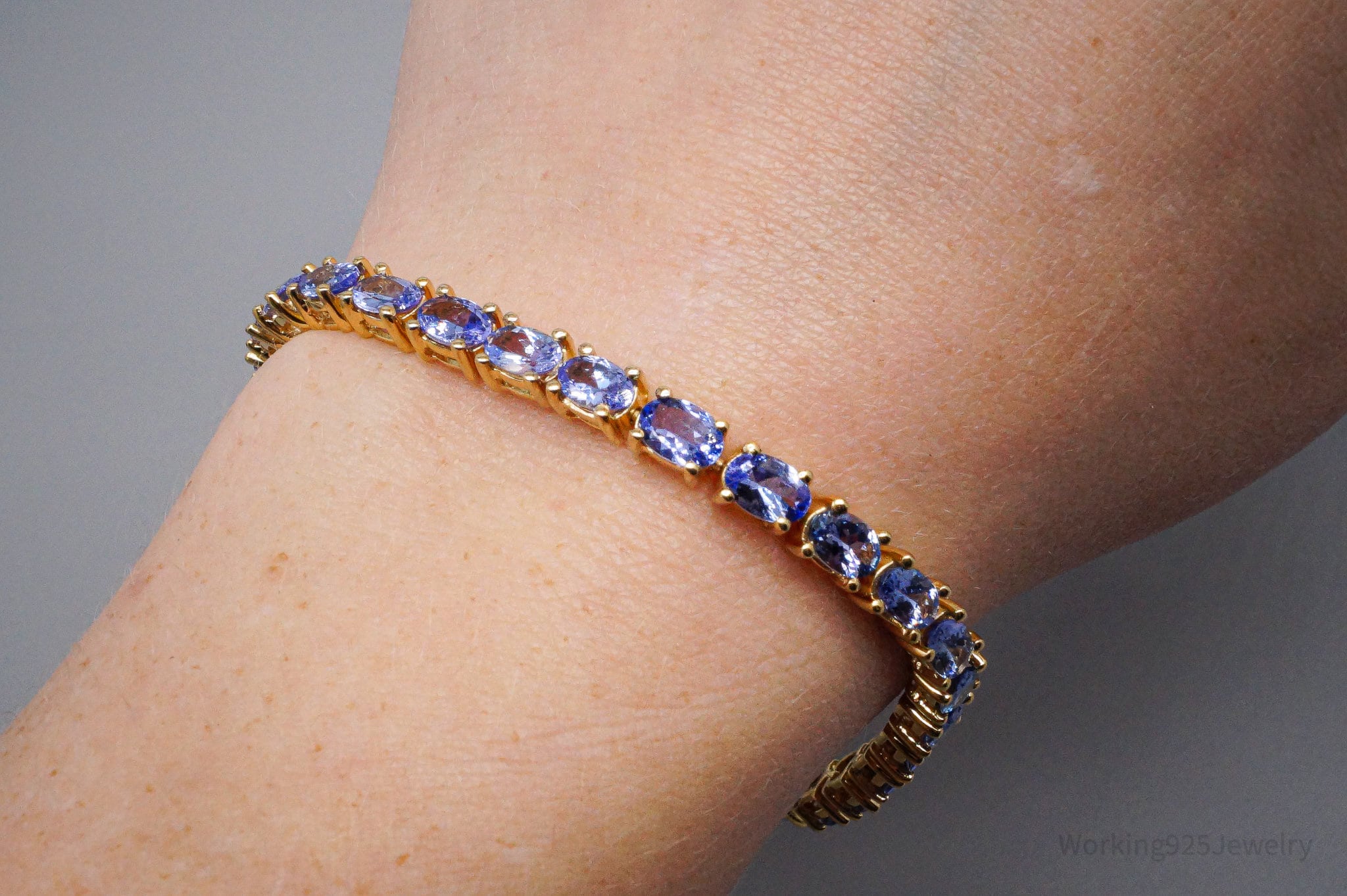 JTV TGGC Tanzanite Gold Vermeil Sterling Silver Tennis Bracelet