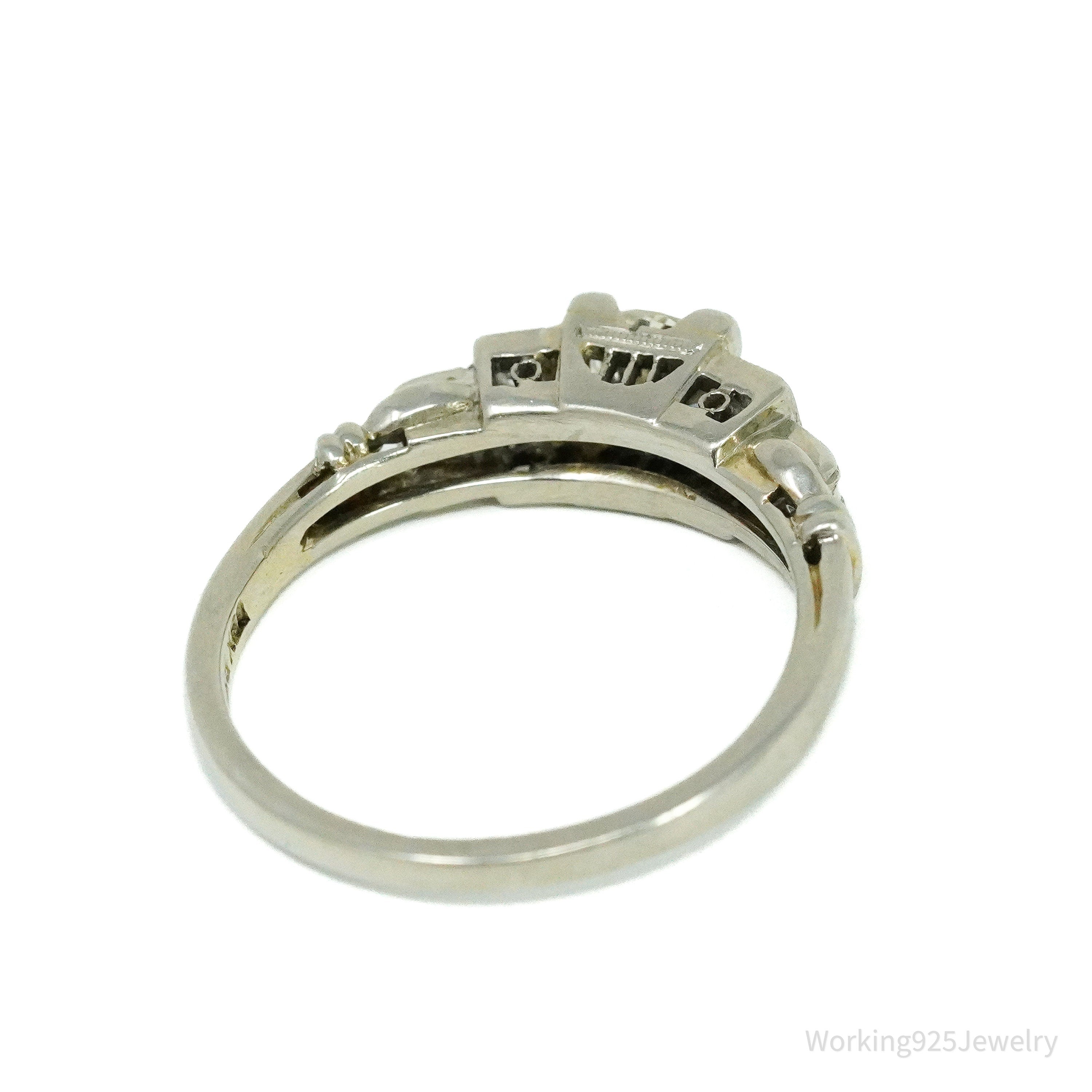 1930s Belais brothers 18K White Gold & Diamond Ring - Size 5 3/4