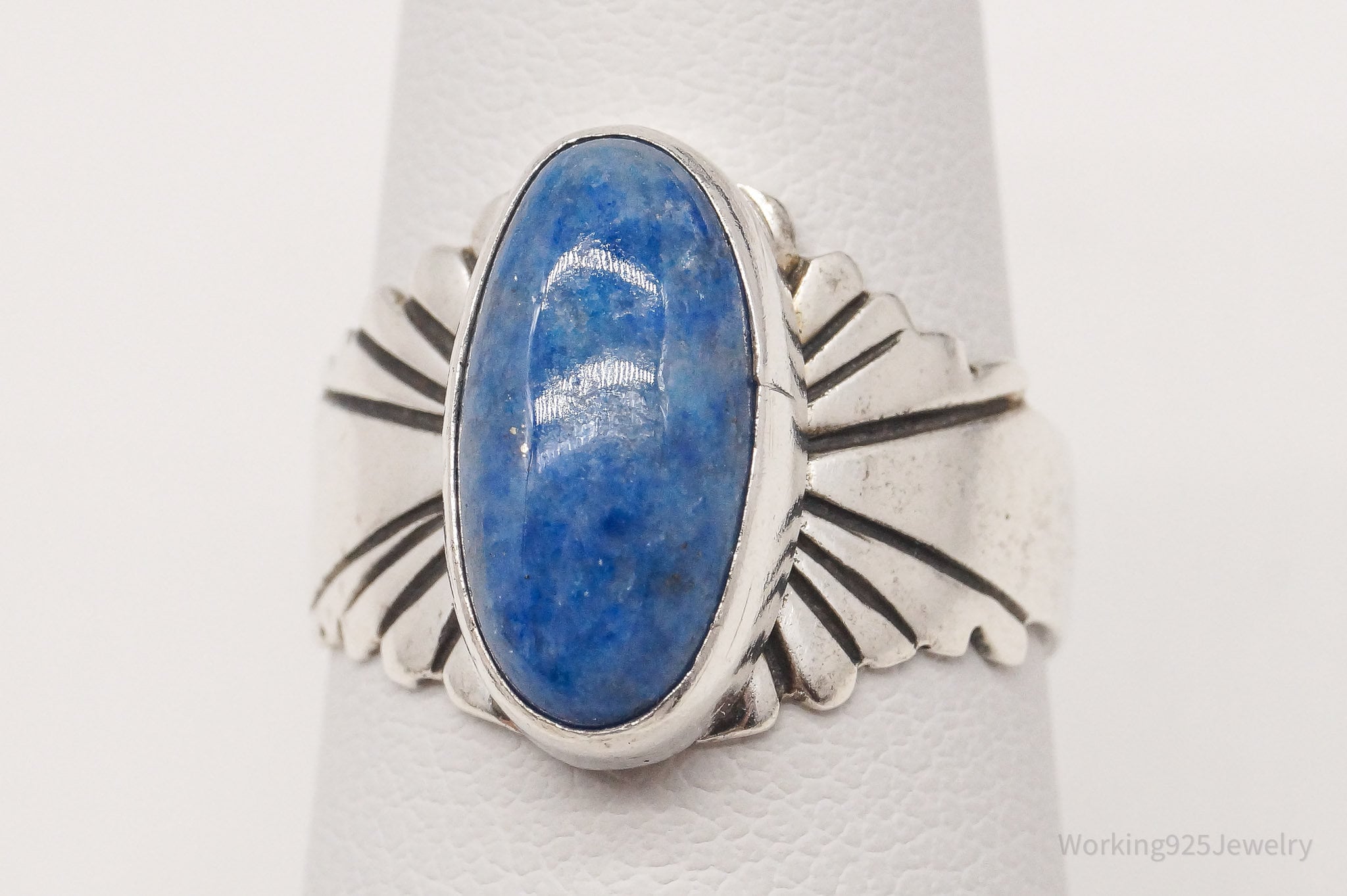 Vintage Native American JW Lapis Lazuli Sterling Silver Ring Size 7