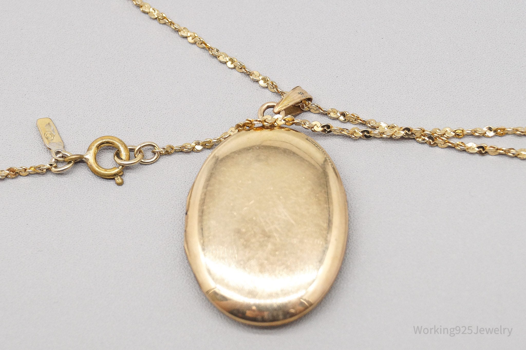 Vintage B & N 14K Gold Filled Floral Locket Sterling Silver Necklace - 20"